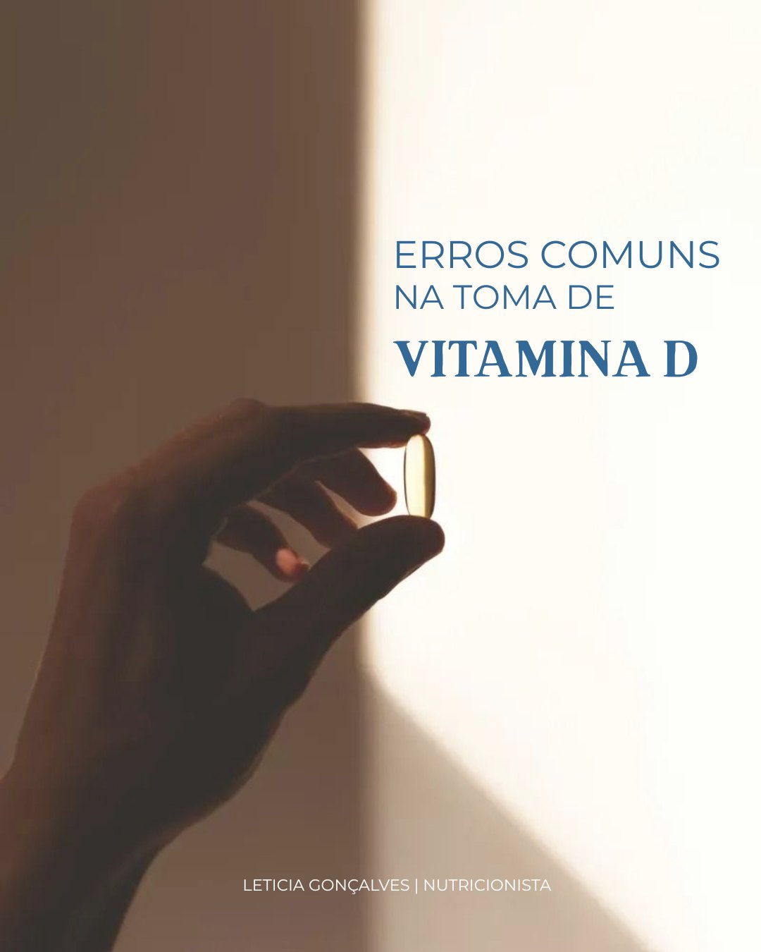 ☀️ Está a tomar vitamina D da forma correta?
A vitamina D é essencial para a saúde óssea, imunidade e função muscular, mas existem alguns erros comuns que podem comprometer a sua eficácia.
Neste carrossel mostro alguns dos mais frequentes:
🔹 Tomá-la antes de dormir;
🔹 Ingeri-la sem uma refeição com gordura saudável;
🔹 Suplementar sem conhecer os níveis de vitamina D;
🔹 Escolher suplementos sem vitamina K2;
🔹 Acreditar que a suplementação substitui a exposição solar;
🔹 Esquecer que fatores como a cor da pele influenciam a produção de vitamina D.
💡 Cada pessoa tem necessidades diferentes. A suplementação deve ser individualizada e baseada numa avaliação clínica e laboratorial, sempre que necessário.
Lembra-te: mais importante do que tomar um suplemento é saber quando, como e porquê o estás a tomar.
Guarda este post para consultar mais tarde! 💙
#VitaminaD #Suplementação #Nutrição #Saúde #AlimentaçãoSaudável #BemEstar #Prevenção #EstiloDeVidaSaudável #Nutricionista #Medicalgarve