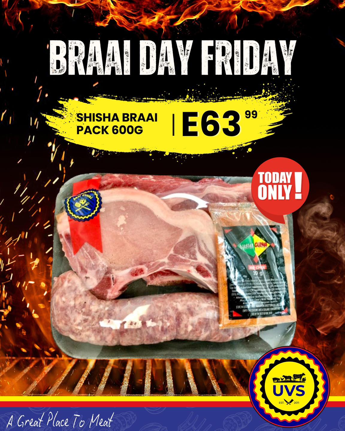 The weekend starts here, and so do the savings! 🔥
Fire up the grill, gather your people and enjoy this week’s Braai Day Friday special.
⏰ Available for ONE DAY only, while stocks last.
#UVS #BraaiDayFriday #AGreatPlaceToMeat #SupportLocal