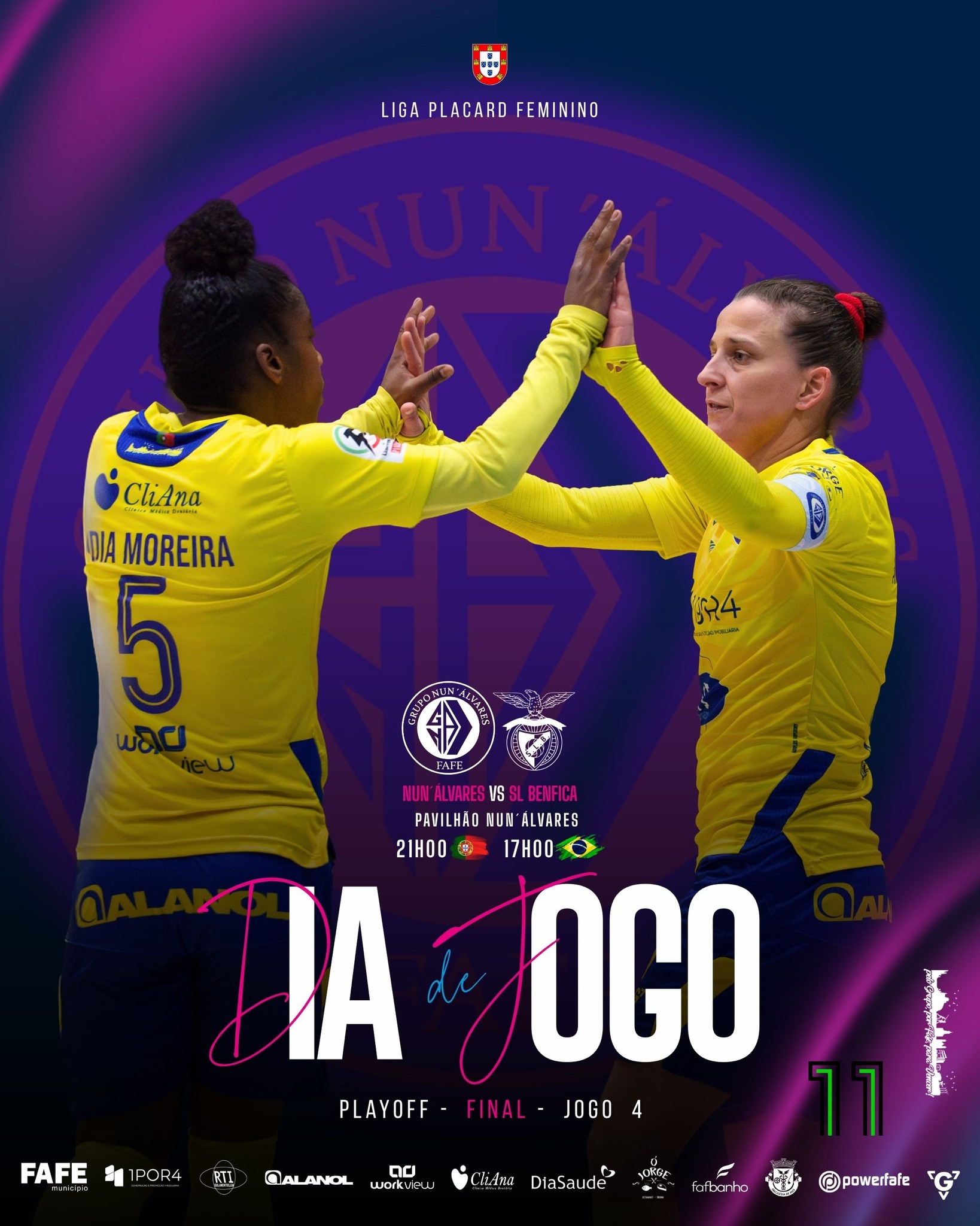 𝙇𝙄𝙂𝘼 𝙋𝙇𝘼𝘾𝘼𝙍𝘿 | DIA DE JOGO
𝙋𝙡𝙖𝙮𝙤𝙛𝙛 | Final | Jogo 4
🆚 SL Benfica
🕒 🇵🇹21H00 🇧🇷17H00
📍 Pavilhão Nun´Álvares
📺 Canal 11
🎟️https://www.gcrnunalvaresfutsal.com/bilheteira
#peloGRUPOporFAFEparaVENCER