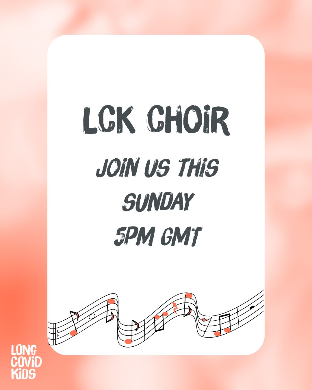 Music, connection, and a space that's just for you. 🎶🧡
The LCK Choir is online, free, and open to all ages — every Sunday from 5–6pm, for children, young people, and families living with Long Covid and overlapping illnesses.
No experience needed. No pressure. Just an hour that's gentle, creative, and yours.
Led by vocal coach Merel van der Knoop — come as you are, from wherever you are.
📢 Link in bio to find out more and book your place.
#LongCovidKids #LongCovid #ChronicIllness #InvisibleIllness #ChildHealth