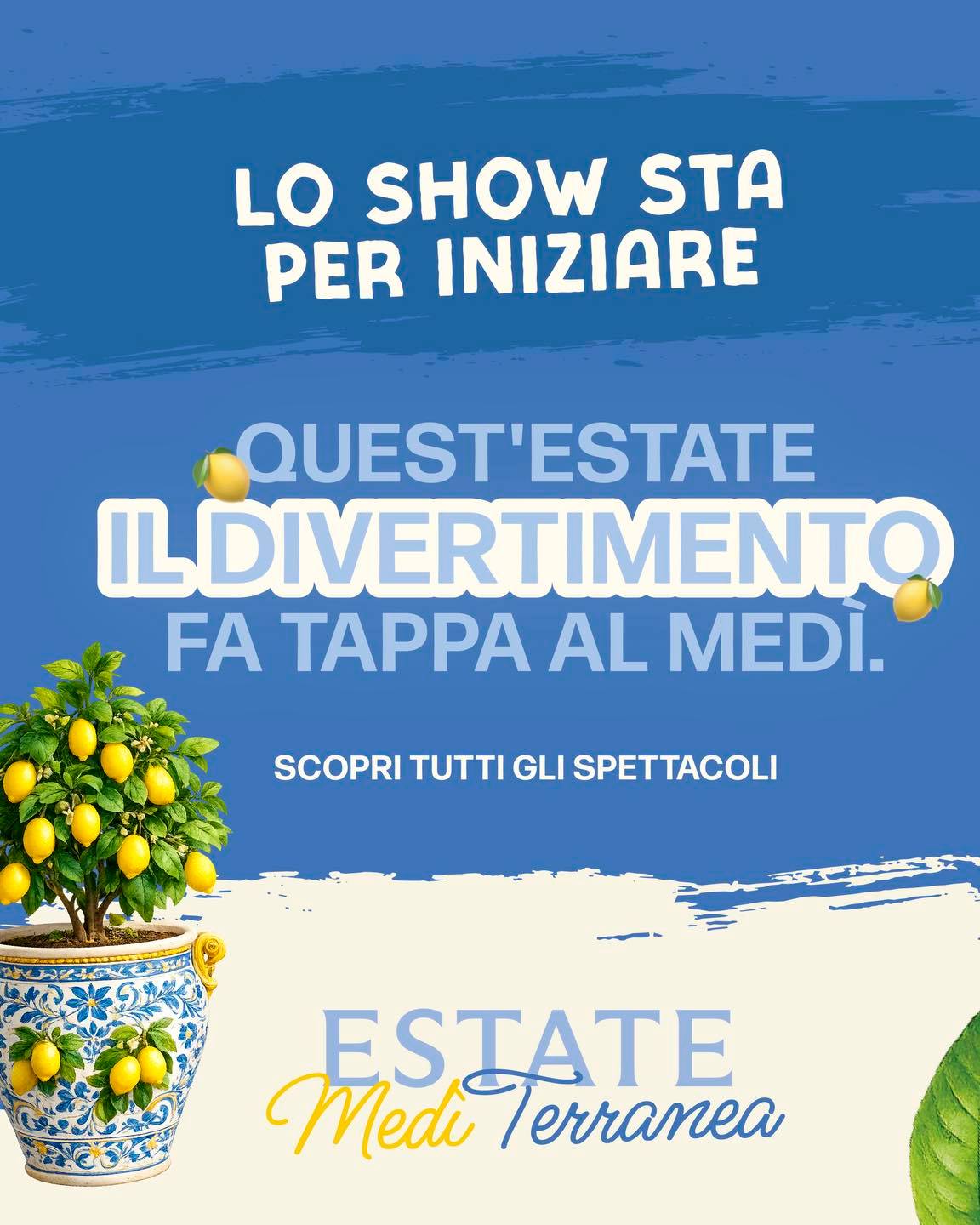 Pronti a dare il benvenuto all'estate nel modo migliore? 🍋🌊
Al Medì inizia il viaggio di "Estate MediTerranea", un cartellone di spettacoli imperdibili per rinfrescare le tue serate a colpi di musica e risate! ☀️
Prendi nota dei primi super ospiti:
✨ 21 Giugno – Alessandro Bolide
✨ 28 Giugno – Radio Rocket
✨ 12 Luglio – Mr. Hyde
Lasciati contagiare dal divertimento! Qual è lo show che aspetti di più? Scrivilo qui sotto! 👇
#CentroCommercialeMedì #EstateAlMedì #Cabaret #MusicaLive #EventiCampania #ShowTime