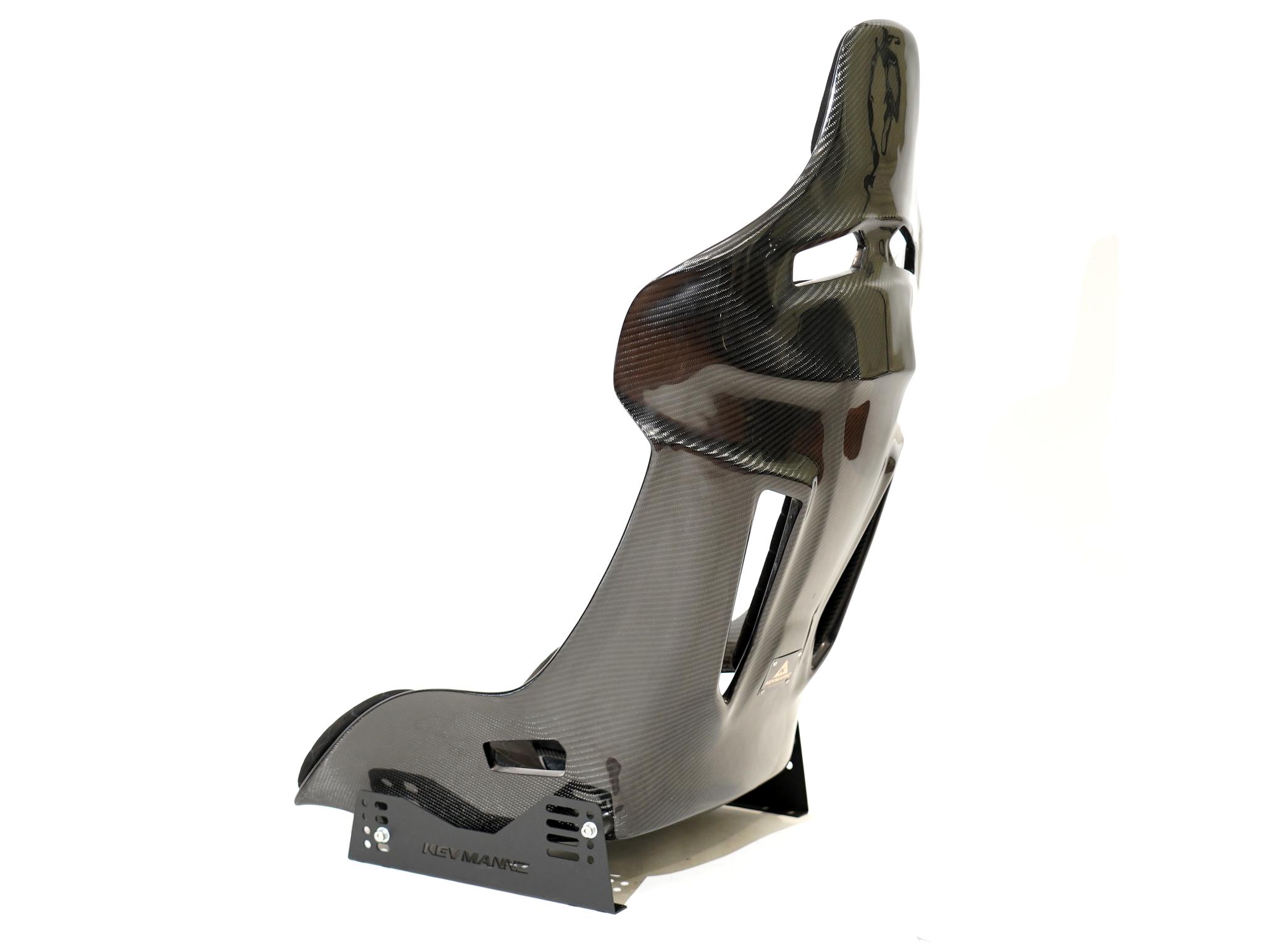 Rise to new heights with KevMannz's Carbon Fiber Bucket Seats, expertly crafted with GT-Max, Audi R8 plug&play rails and a slider kit.
Amplify your drive with bespoke black Alcantara padding, featuring a refined honeycomb stitching pattern and subtle logo embroidery on the headrest and backrest padding, and discover a driving experience that's truly elevated.