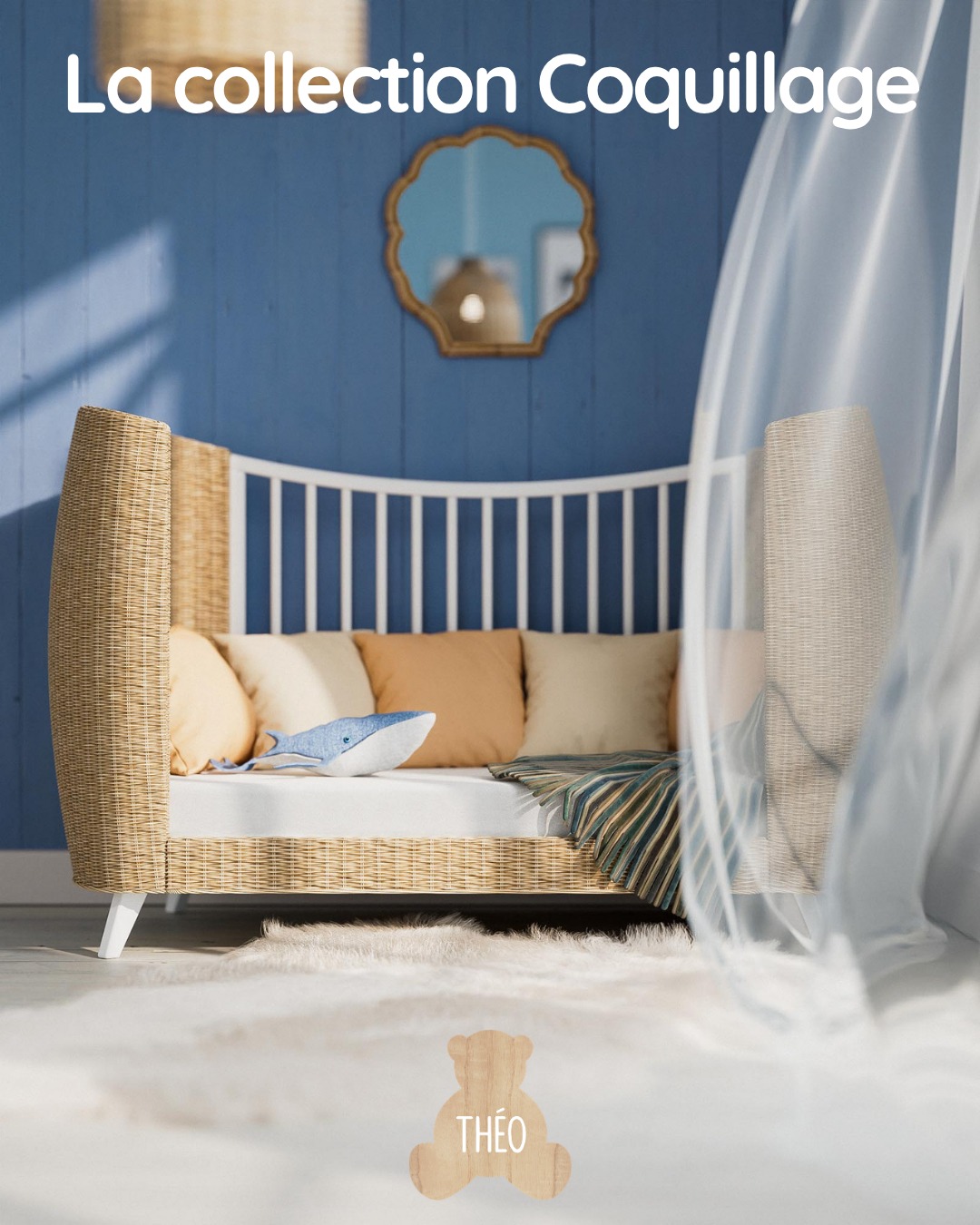 LA CHAMBRE COQUILLAGE, UNE COLLECTION UNIQUE
Une chambre douce et naturelle avec ses panneaux en rotin tressé à la main et ses détails délicatement travaillés ✨
Un univers apaisant, où chaque meuble évoque l’évasion et la douceur de vivre en bord de mer 🌿
#TheoBebe #CollectionCoquillage #ChambreBebe #Rotin #DecorationBebe #UniversBebe