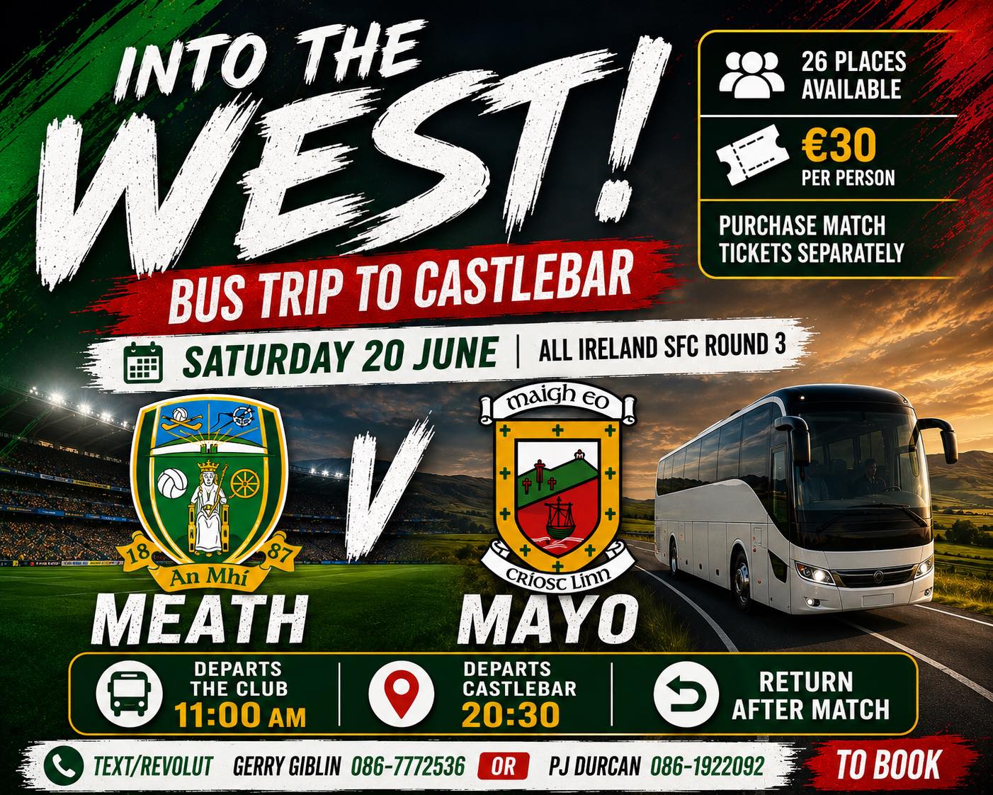 Details on supporters bus to Mayo! An Mhí Abú!