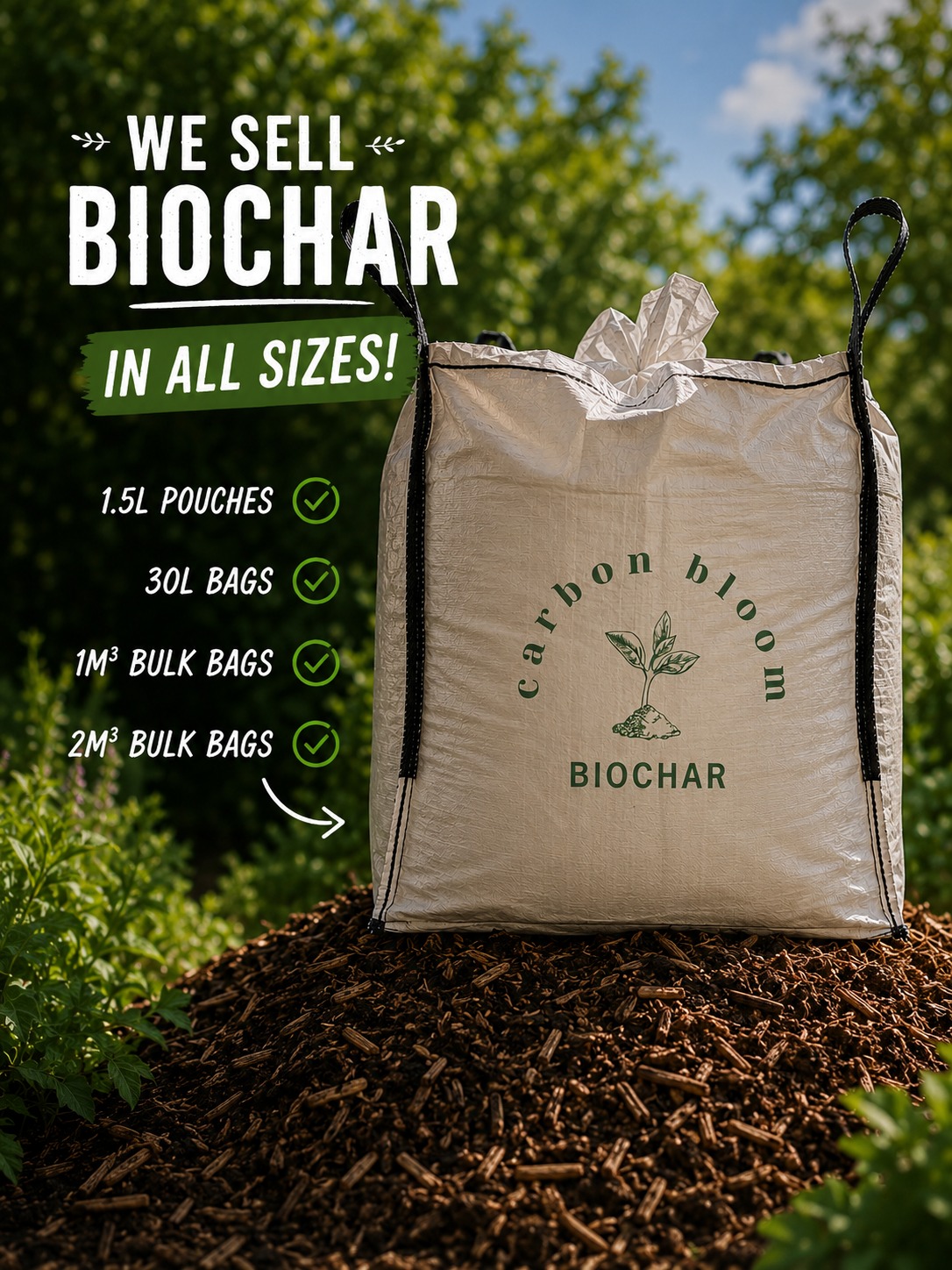 🌱 Big or small, we've got your biochar needs covered!
Most people know us for our handy 1.5L pouches, but did you know we also supply bulk biochar?
We sell biochar in:
1.5L pouches
30L bags
1m³ bulk bags
2m³ bulk bags
Whether you're improving a few pots, revitalising raised beds, managing an allotment, or working on larger landscaping and growing projects, Carbon Bloom Biochar helps create healthier soil, stronger roots, and more resilient plants.
Our first bulk bag order has just headed out through eBay 🚚 and we're excited to help even more gardeners and growers get the benefits of biochar at scale.
Which size would suit your garden?
#Biochar #Gardening #OrganicGardening #SoilHealth #GrowYourOwn #AllotmentLife #RaisedBeds #Compost #SustainableGardening #CarbonBloom #GardenTips #HealthySoil #Landscaping #EcoGardening