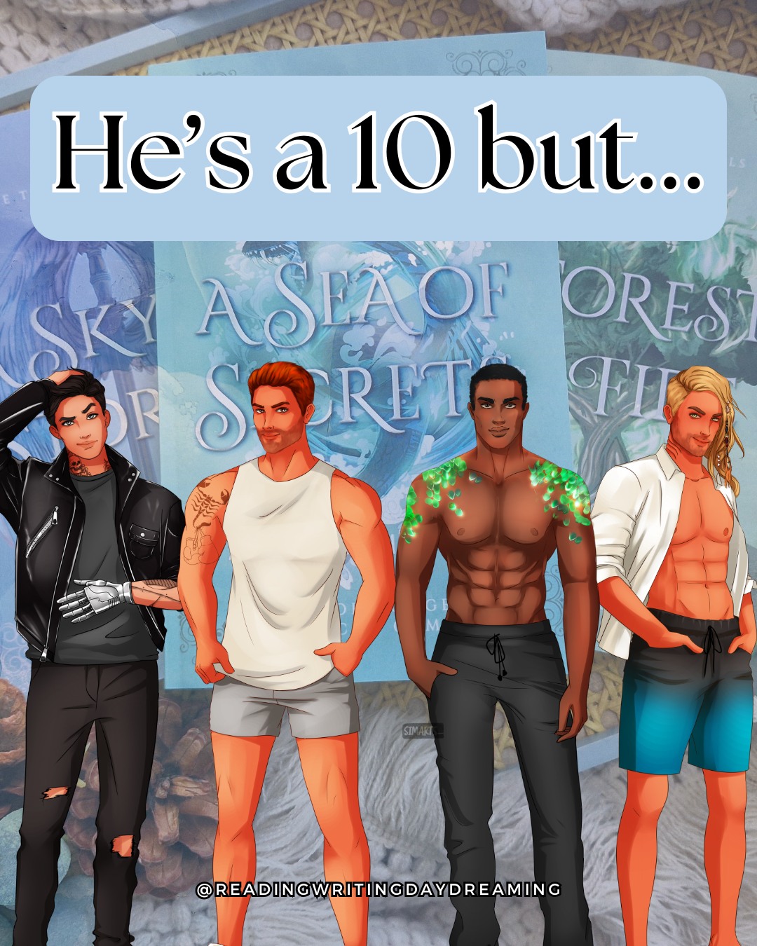 Who are your book boyfriends? Do you have a type?
If it's a fantasy book, I love a morally grey MMC, but if it's a contemporary I prefer a good guy unless I'm reading a dark romance. A sense of humour is always a must in both cases 😉
Combined Kayden, Noah, Ace and Zane have everything you want in a book boyfriend, and you can read all about them in The Terrulian Trials 😊 The first three books are out now 💚
Art by @simarts_ ❤🥰
#romantasy #booksofinstagram #instabook #fantasyromancebooks #fantasyromance