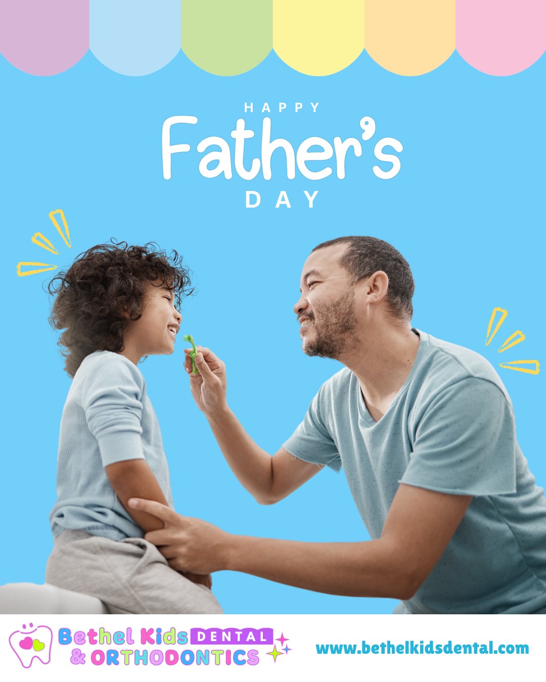 To all the dads who show up — even for the toothbrushing battles 😂🪥
Happy Father's Day from our Bethel Kids Dental & Orthodontics family to yours! 💙 Here's to the dads who make healthy habits fun and keep those little smiles shining bright. 🦷✨
We love seeing you at every appointment, cheering your kids on every step of the way. You're the real MVPs. 👑
📍 Lodi | 📍 Manteca | 📍 Sacramento
🔗 https://bit.ly/BethelKidsDentalBooking
#HappyFathersDay #FathersDayWeekend #DadLife #BethelKidsDental #KidsDentist #PediatricDentistry #FamilyDentist #KidsSmiles #DadAndKid #FamilyFirst #NorCalDentist #GentleDentist #SmileMore #DentalCare #BrushingTeeth