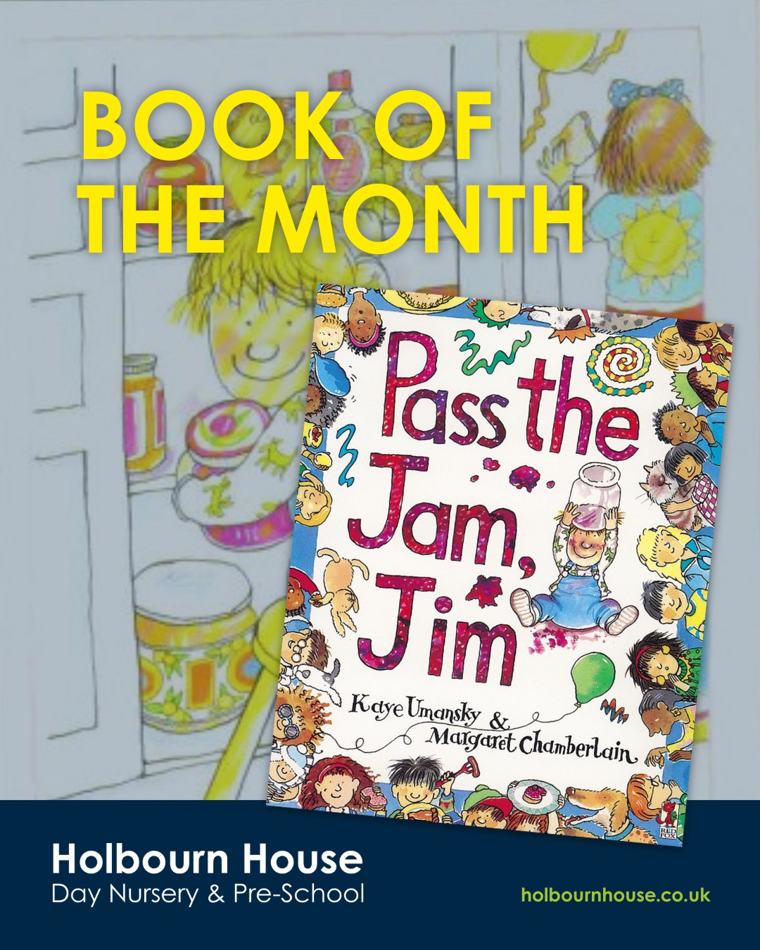 π Book of the Month: Pass the Jam, Jim π
This is a nursery favourite for its simple rhymes and action-packed illustrations - Jim gets distracted from passing the jam, chaos ensues!
A fun book for all ages; with laughter from older children who can spot the consequences early and lots of familiar things for younger children, all whilst the party gets stickier and messier!
Do you have this book at home?
#BookOfTheMonth #PassTheJamJim #EarlyYears #ReadingMagic #ChildrensBooks