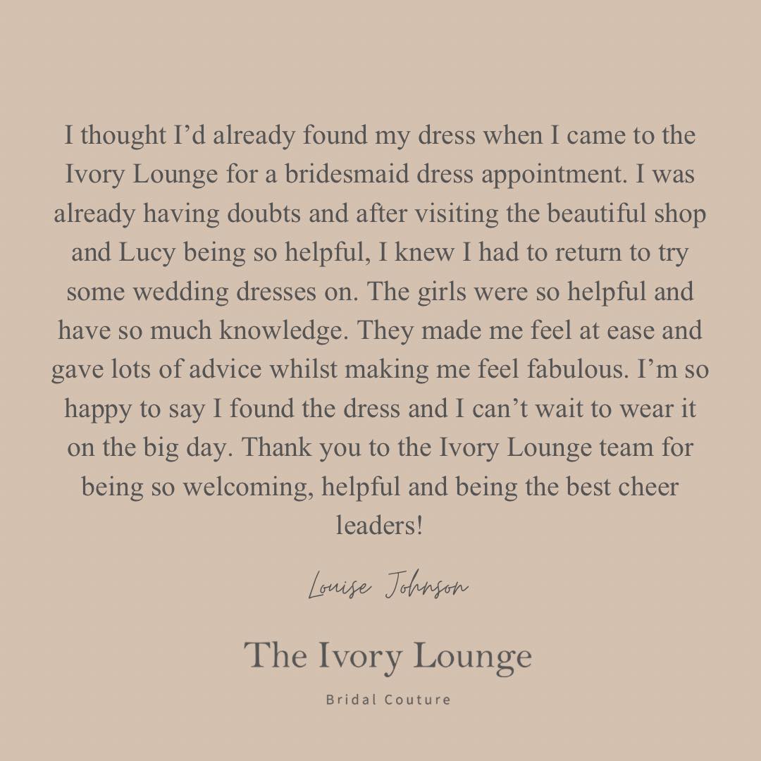🤍 REAL BRIDE REVIEW 🤍
Thank you so much for your kind words. It truly means the world to us to have been part of your journey and to help you find your perfect dress!
#bridetobe #theivorylounge #plymouthboutique #devonbride #vipexperience