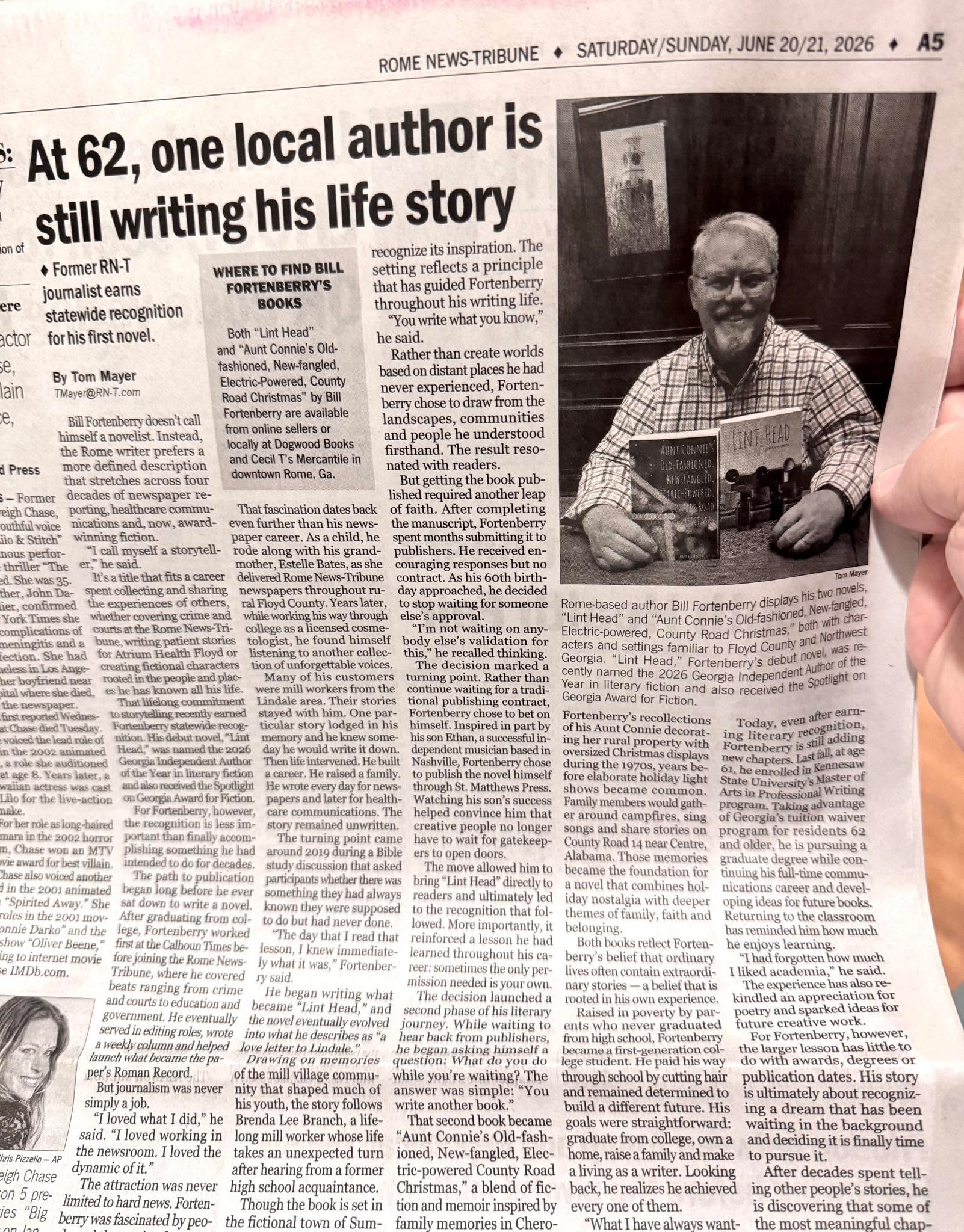 When you are in the waiting room, pick up something to read and find yourself…
Thanks to everyone for your support of “Lint Head.” I have THE BEST community!
And, in case you missed it, “Lint Head” earned Georgia Independent Author of the Year recognition for literary fiction and Spotlight on Georgia Award for fiction.
📰🗞️ #InTheNews #LintHead #author #novel