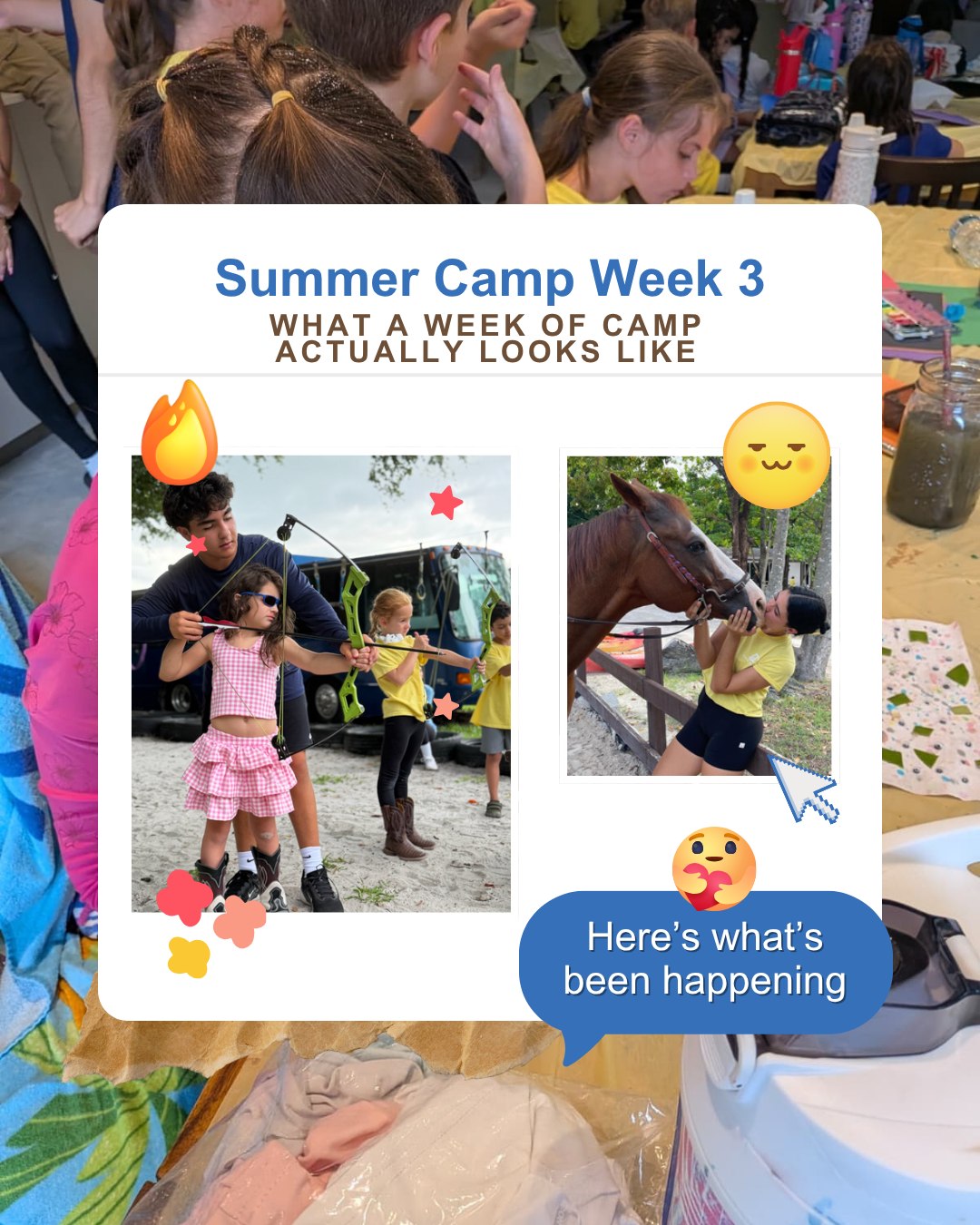 Week 3 โ๏ธ
This week the kids leveled up, archery AND mounted archery (yes, shooting from horseback!), plus everything that makes summer here unforgettable.
Swipe through Week 3 archery & mounted archery, swimming with the horses, petting zoo snuggles, cooling off in the lake with friends and arts & crafts in the A/C Lakehouse.
The only Davie camp where kids ride, swim AND shoot archery with horses.
#daviefl #summercamp
Summer horseback riding camp in Davie, Florida featuring mounted archery, horseback riding lessons, outdoor adventures, and unforgettable experiences for kids and teens.
๐ Davie, FL | Ages 5โ15