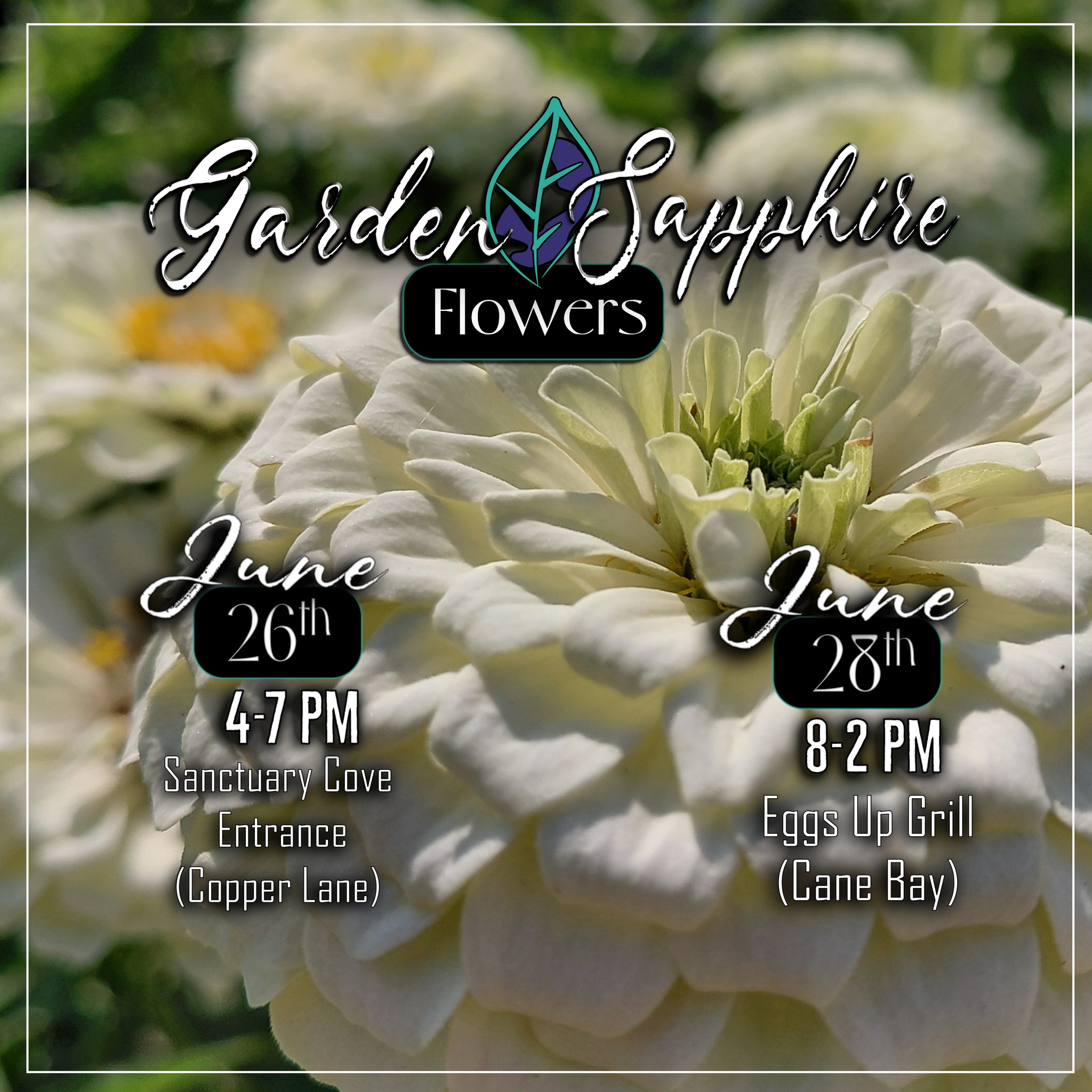 We're finishing off June with our last 2 stands of the month!
We will be at our Friday Pop-up location outside the Second Entrance to Sanctuary Cove (at Copper Lane) in Cane Bay. You'll have another chance to grab your flowers on Sunday morning when we are set-up outside Eggs Up Grill in Cane Bay. Grab some Breakfast and a Bouquet!
Looking forward to seeing you!
@eug_charleston
@followers