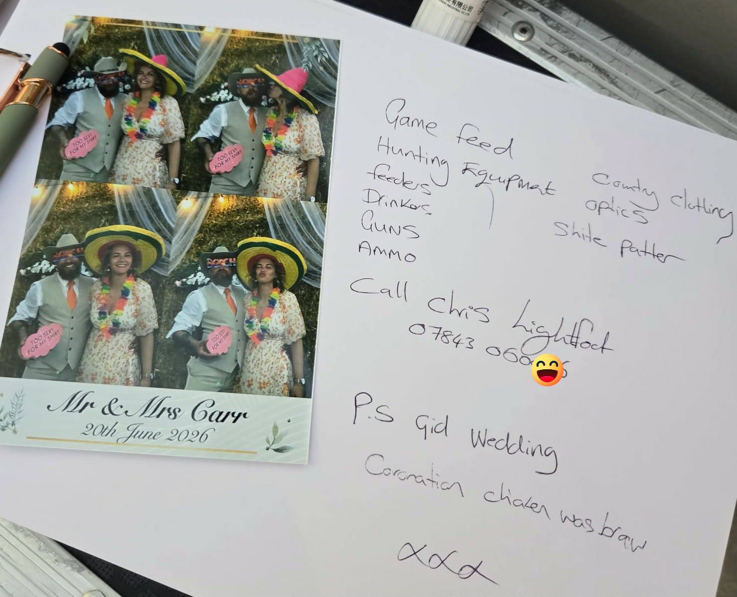 Whilst filling out the guest book at a wedding last weekend, struggling for things to write, our Chris grabbed a marketing opportunity. π
Congratulations to the happy couple, Mr & Mrs Jay Carr
#marketingtips