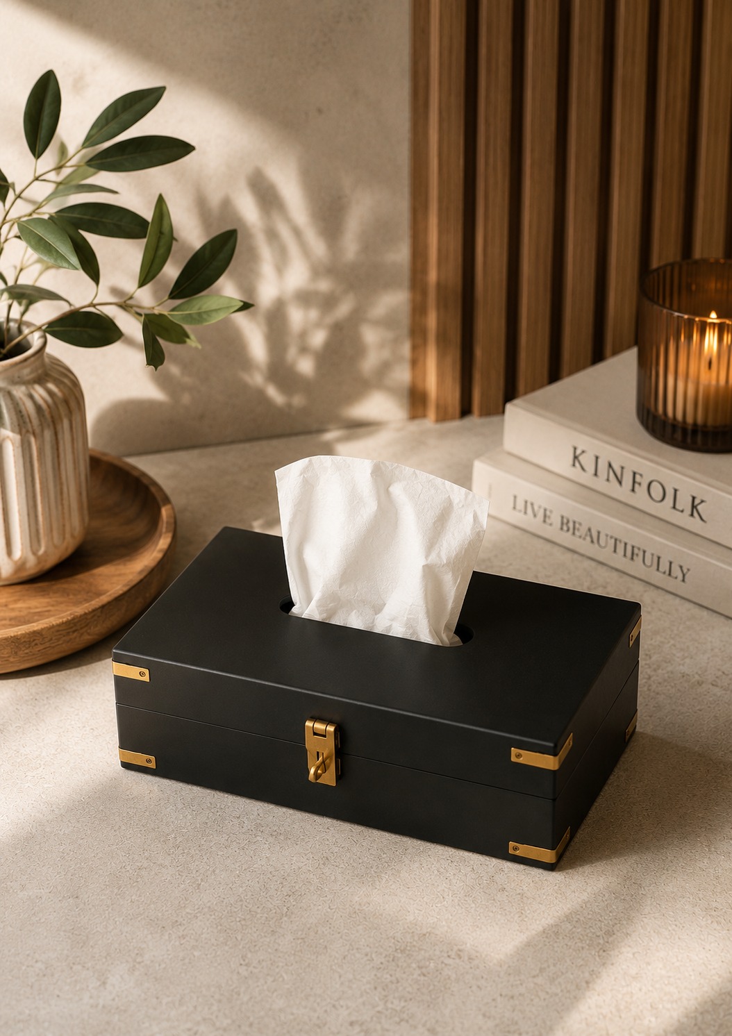 Wooden tissue box in traditional kerala design.
Made using mahogany wood with brass details,this is a design inspiration from Kerala 'kaalpetti'.
Apt for dining table , living space, office space,TV unit - functionally and aesthetically .
Dimensions: 25 cm x 15 cm x 8 cm
Suitable for 100 pulls tissue packs.
DM us or whatsapp us at 9778758496 to know the details of this limited edition
#tissuebox #woodentissuebox #keralahomedesign #OfficeDecorInspo