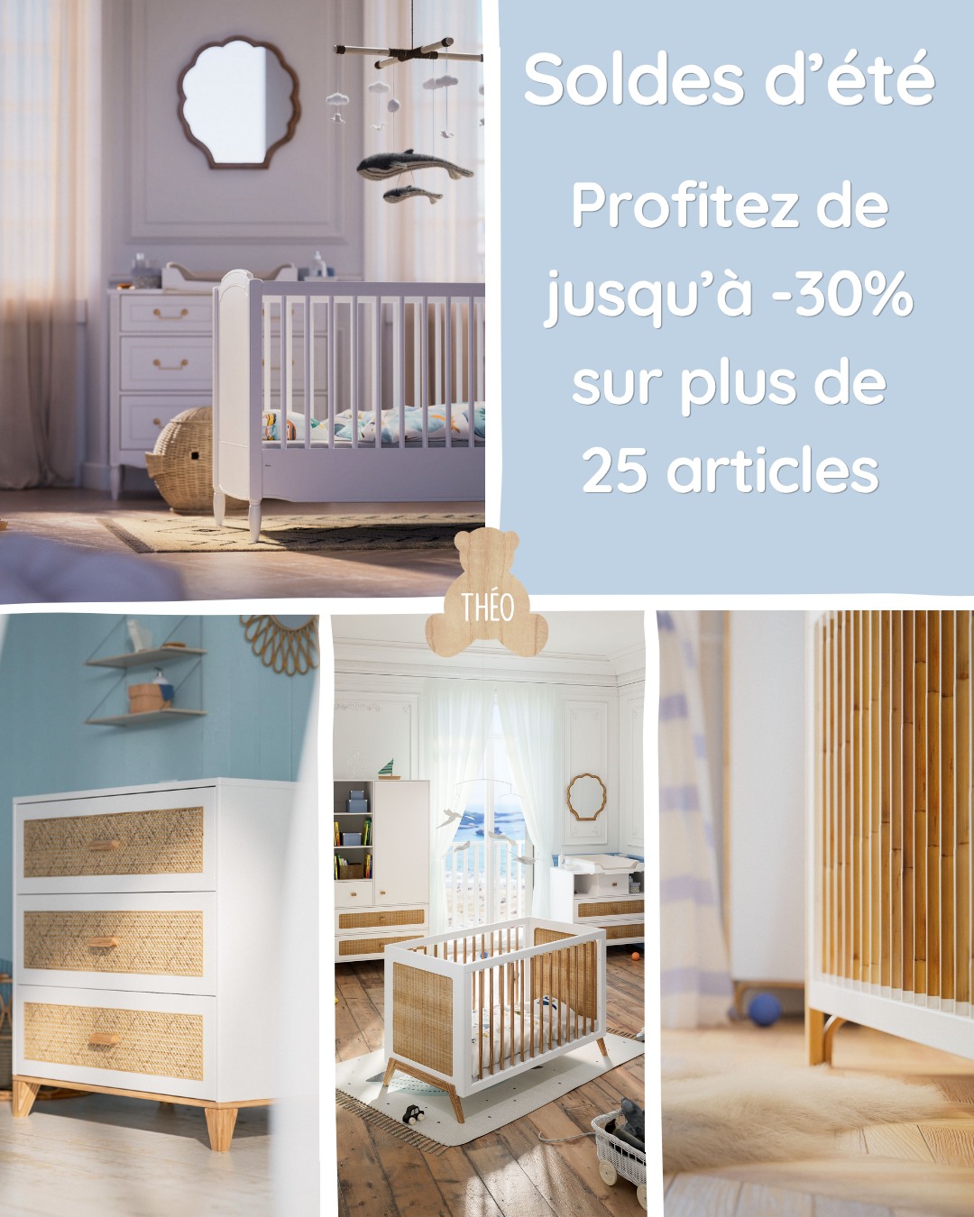 🌞 SOLDES D'ÉTÉ CHEZ THÉO-BÉBÉ🌞
Jusqu'à -30% sur une large sélection d'articles
➡️ https://www.theo-bebe.fr/soldes-ete
Du 24 juin au 21 juillet