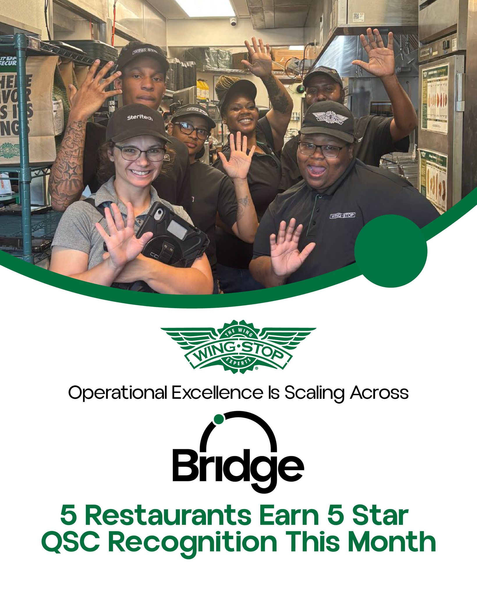 Strong cultures create strong operations!
This month, five Bridge Restaurant Group restaurants earned 5 Star QSC recognition through disciplined execution, operational consistency, and teams committed to maintaining high standards across every part of the business.
Congratulations to the teams at Stores 1411, 1059, 581, 2268, and 1179 in Florida for continuing to raise the bar across our markets.
Achievements like these reflect more than strong inspections. They reflect leadership development, accountability, operational focus, and teams that understand excellence is built through the details repeated daily.
Because when the culture is strong, performance follows consistently.
Explore opportunities to grow with Bridge Restaurant Group:
bridgerestaurants.com/growth-opportunities
#BridgeRestaurantGroup #5StarQSC #OperationalExcellence #StrongCultureStrongResults #ExcellenceEveryDay #WinningCulture #RestaurantLeadership #TeamSuccess #CultureMatters #LeadershipInAction #GrowWithBridge #FloridaRestaurants #HighPerformanceCulture #AttentionToDetail