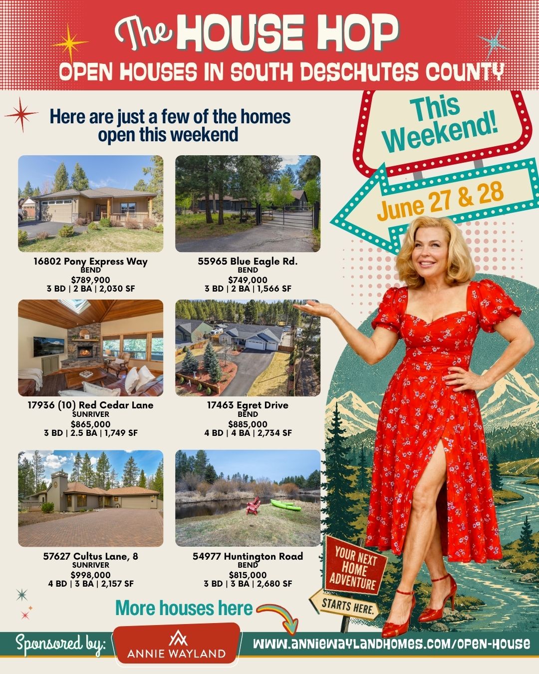 The House Hop | Open Houses in South Deschutes County!
Join Annie Wayland and brokers from around Central Oregon for an open house weekend showcasing homes with room to roam, space to relax, and easy access to the Central Oregon lifestyle people love.
From vacation retreats and investment opportunities to year-round homes near Sunriver, La Pine, the Deschutes River, and the Cascade Lakes, this is a great chance to explore what makes South County such a smart and scenic place to make your move.
Come tour the homes, take in the area, and see what South Deschutes County has to offer.
Visit the link in bio for all open homes this weekend!
#SouthDeschutesCounty #SunriverOregon #LaPineOregon #CentralOregonRealEstate #BendOregonRealEstate