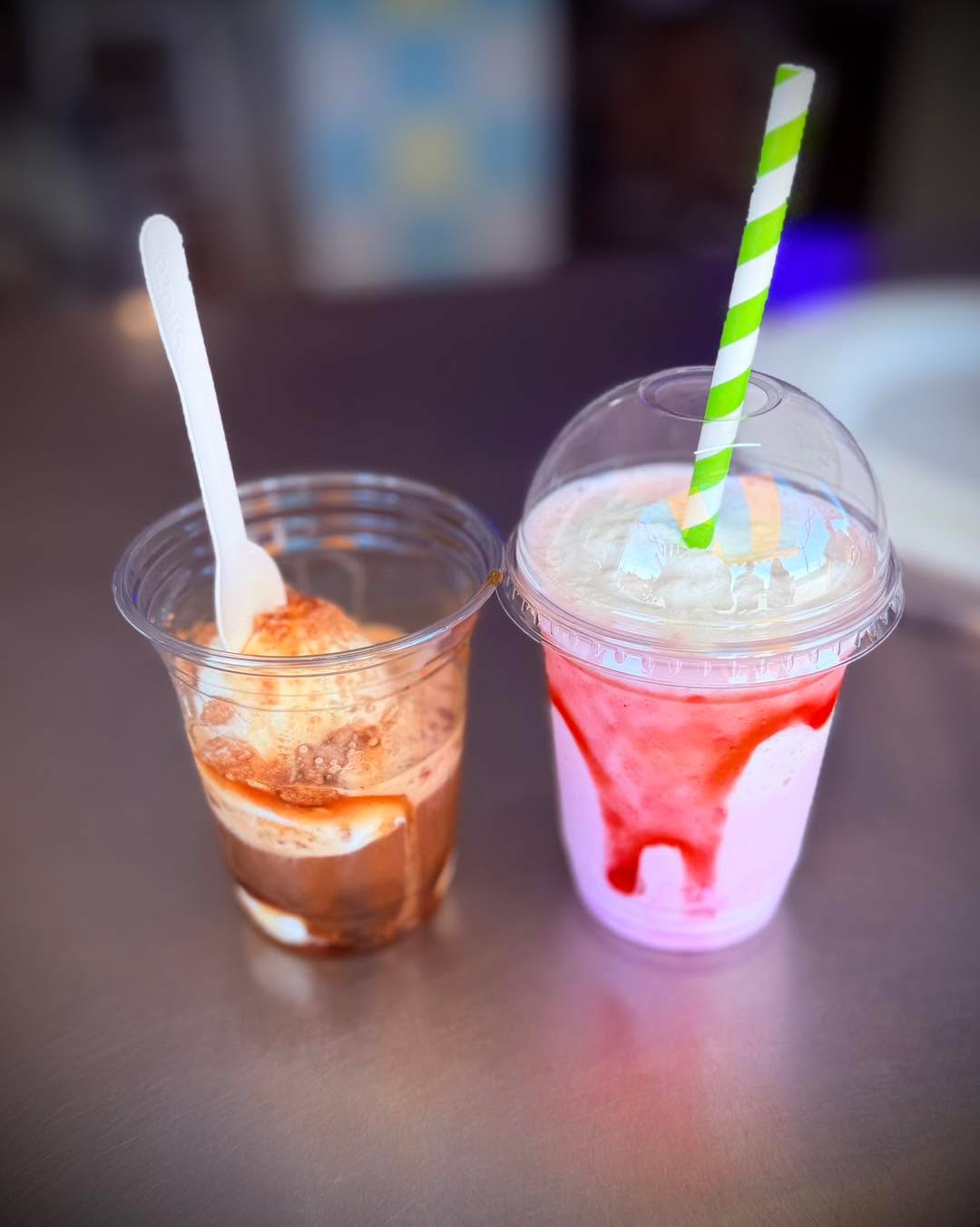 Banana Breakfast Affogato 🍌☕️ and a Strawberries and Cream Milkshake 🍓🥤Two absolutely delicious combinations created by our customers yesterday! 💙