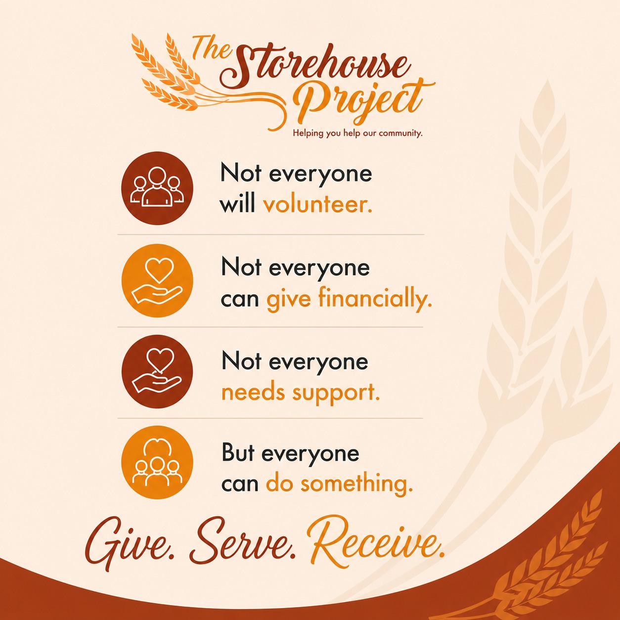 Not everyone will volunteer.
Not everyone can give financially.
Not everyone needs support.
But everyone can do something.
Give. Serve. Receive.
There is a place for you here. 👉 Take one step today!
Give - https://storehouseprojectct.networkforgood.com/projects/123071-thank-you-for-giving
Serve - https://forms.cloud.microsoft/r/ZgwtLqBQbJ
Receive - https://www.storehouseprojectct.org/services
#GiveServeReceive #CommunityImpact #GetInvolved #ServeLocally
