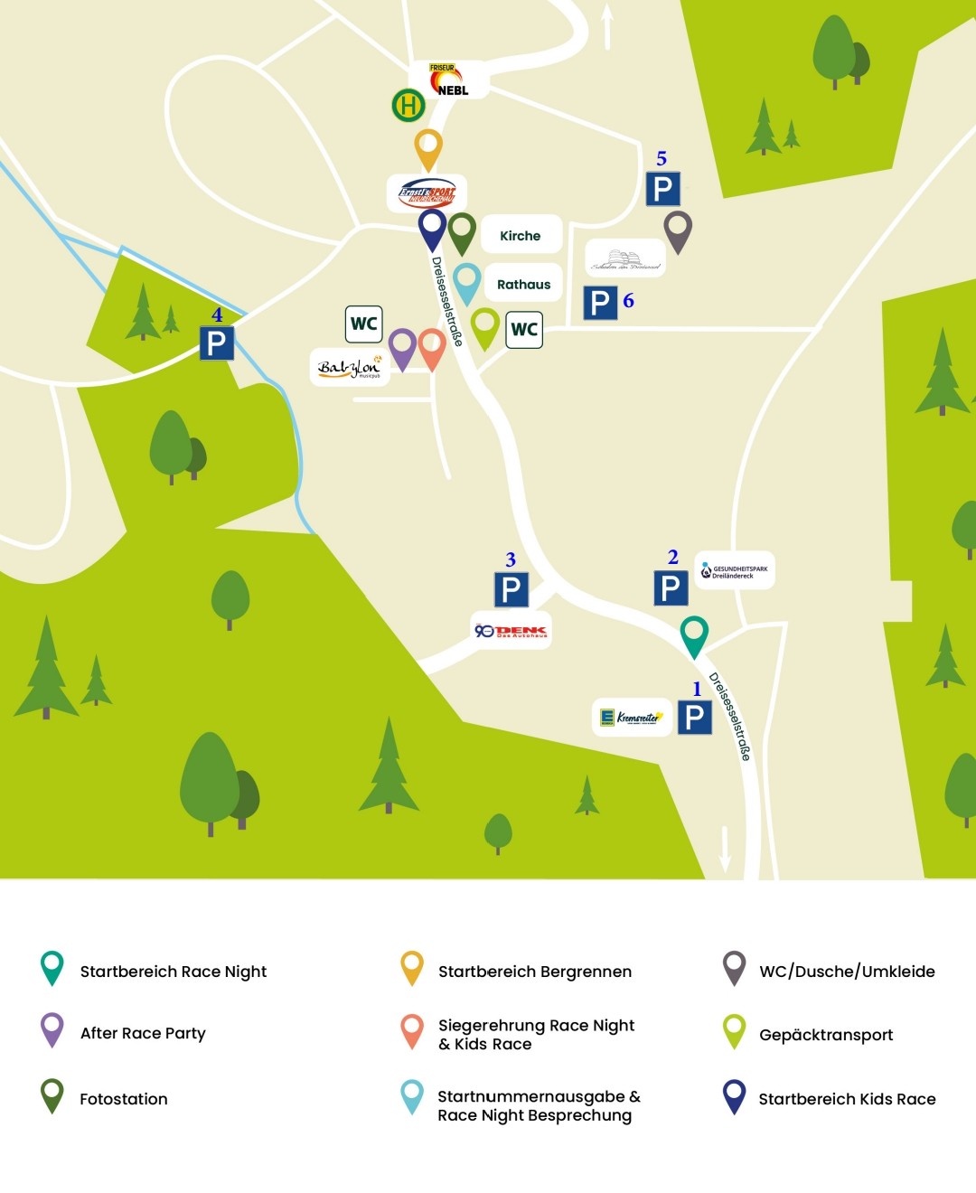 🗺 Lageplan Neureichenau - Tag des Sports ✅️
Damit ihr euch am TDS gut in Neureichenau zurechtfindet, haben wir eine Übersicht für euch:
Parkplätze: 🚗
1) Sandparkplatz Edeka Kremsreiter
2) Parkplatz von Parat hinter Gesundheitspark Dreiländereck
3) Parkplatz von Parat neben Autohaus Denk
4) Sonnwendfeuerplatz gegenüber vom Freibad
5) Parkplatz oberhalb der Grund- und Mittelschule
6) Vorplatz Grund- und Mittelschule
( bei 5 und 6 kann es Aufgrund der Straßensperrungen eingeschränkte Ein- und Ausfahrtzeiten geben)
Weitere wichtige Infos: 🚨
-Die Duschen und Umkleiden befinden sich im oberen Eingang der Mittelschule 💧👕👖
-Der Gepäcktransport befindet sich auf dem Arbeiter-Parkplatz vom Rathaus und fährt euer Gepäck, das ihr auf dem Dreisessel benötigt, auf den Berg rauf 🧳🚙
Annahmeende für das Gepäck ist um 11:00 Uhr !
-Oberhalb vom Startbereich des Bergrennens (neben Friseur Nebl) ist die Busshuttle-Station.
Der Bus fährt die Zuschauer auf den Dreisesselberg - Abfahrt 11:30 Uhr !
Alle weiteren Fahrzeiten vom Dreisessel Parkplatz runter bis nach Neureichenau findet ihr unter dem Post „Bus Shuttle und Gepäcktransport“
#lageplan #busplan #gepäcktransport #TagDesSports2026 #tagdessports #dreisesselgemeinde #quälspass #quaelspassamdreisessel #dreisesselberg #dreisessel #spielspass #kidsrace #racenight #laufen #mtb #walken #bergrennen