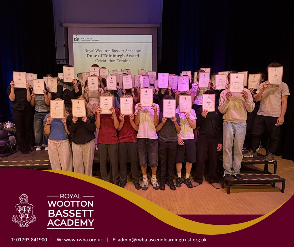 ๐
Royal Rewards for RWBA Students! ๐
Congratulations to almost 200 students at our Academy who have been recognised for their hard work and dedication at this yearโs Duke of Edinburghโs Award presentation evening.
Students received their Bronze, Silver and Gold awards after completing a range of challenging activities, including volunteering, physical challenges, skills development and expeditions. Together, they contributed more than ยฃ22,000 worth of social value volunteering hours, supporting local charities, animal shelters, sports clubs, Brownies, Scouts, Guides, parkruns and other community organisations.
Emma Barnard-Williams, who leads the programme at the academy, praised the students' achievements, saying: โThe programme is challenging at every level, so each young person here tonight has worked so very hard to earn their award.โ She added that the experience helps young people grow, become more resilient, boost their confidence and stand out in future job applications.
This yearโs awards are particularly special as the Duke of Edinburghโs Award celebrates its 70th anniversary, continuing its mission of helping young people develop valuable life skills, confidence and a sense of community.
A huge well done to all the students who achieved their awards and thank you to the staff and volunteers whose commitment helps make the programme such a success year after year. ๐๐
The evening started with songs and tunes played by RWBA's band. ๐ถ
Read more here: https://ascendlearningtrust.org.uk/wp-content/uploads/2026/07/Duke-of-Edinburgh-Awards-RWBA-June-26.pdf
#DofE #YouthWithoutLimits #RoyalWoottonBassettAcademy #Volunteering #StudentSuccess #DofE70 #CommunitySpirit ๐๐