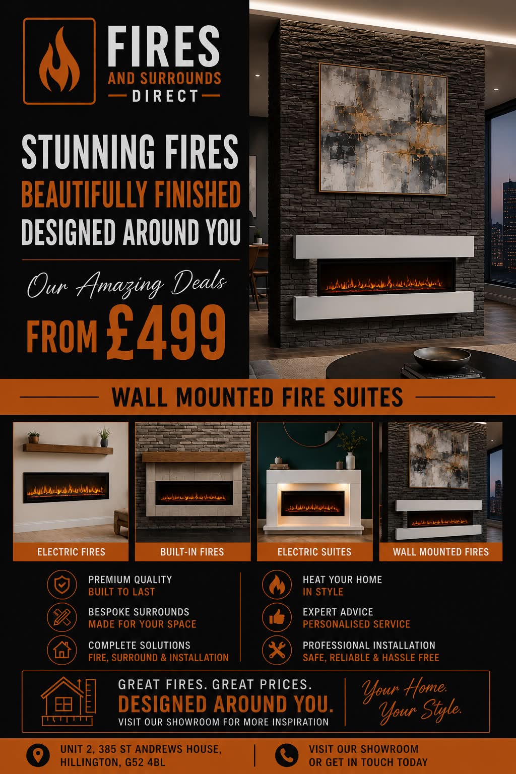 🔥 Transform Your Home for Less! 🔥
Looking for the perfect fireplace? We've got stunning wall-mounted fires, electric fires, fire suites & bespoke surrounds to suit every home.
✨ Amazing deals from just £499
🏡 Visit our showroom:
📍 Unit 2, 385 St Andrews House, Hillington, G52 4BL
💬 Message us today for a FREE quote or visit us to see our latest displays!
#FiresAndSurroundsDirect #ElectricFire #WallMountedFire #Fireplace #FireSuite #HomeInspiration #HomeDecor #LivingRoomGoals #InteriorDesign #Glasgow #Hillington #ScotlandHomes #HomeRenovation #FireplaceDesign #TikTokMadeMeBuyIt