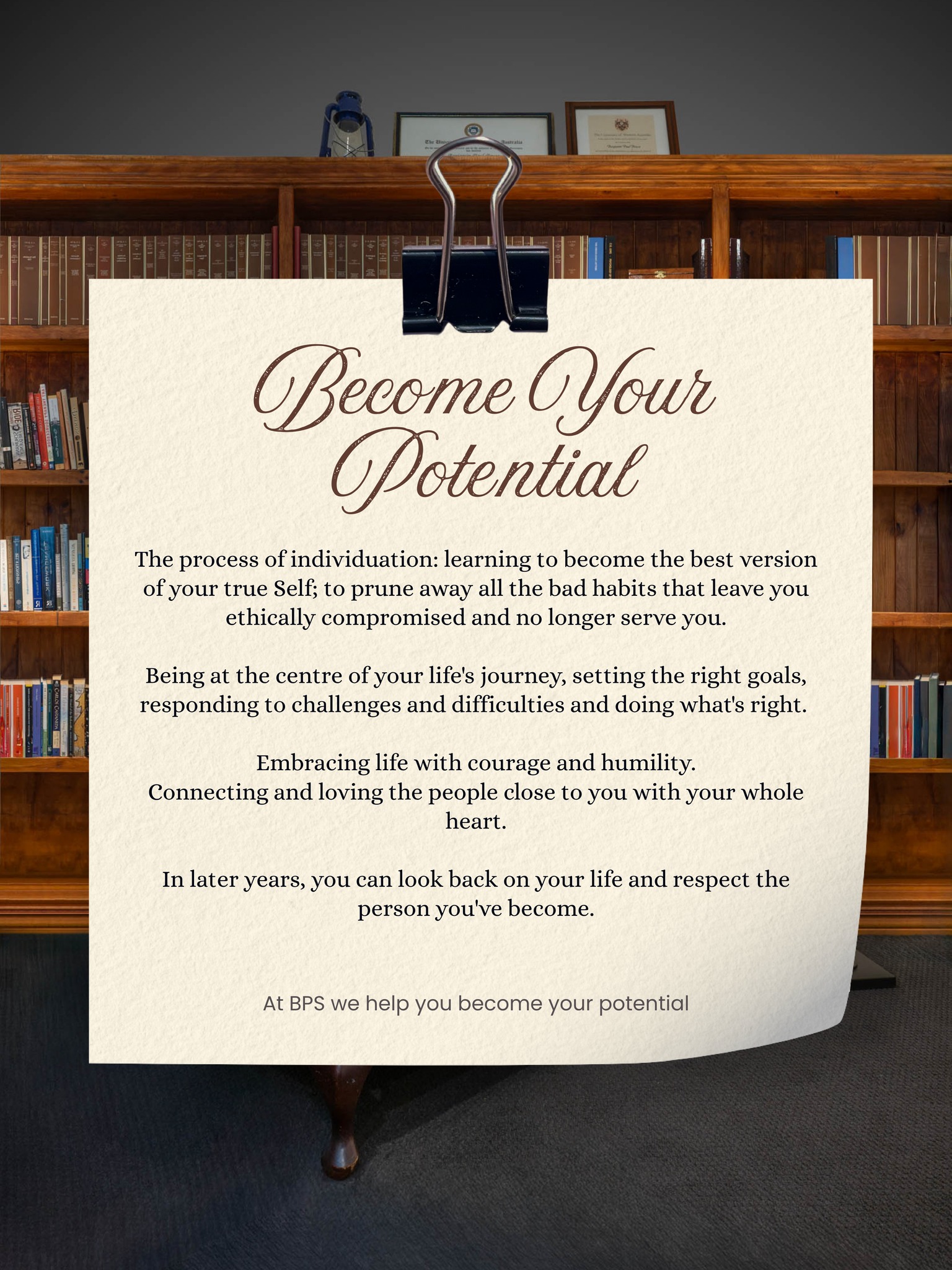 Become Your Potential. 🌿
Individuation is the lifelong process of becoming the person you're truly capable of being.
It means letting go of habits, beliefs, and patterns that no longer serve you, embracing your values, facing life's challenges with courage and humility, and building meaningful connections with the people you love.
Growth isn't about perfection—it's about becoming more authentically yourself, one step at a time.
At Bruce Psychology, we believe therapy can help you better understand yourself, navigate obstacles, and create a life that reflects what matters most to you.
💙 Who are you becoming?