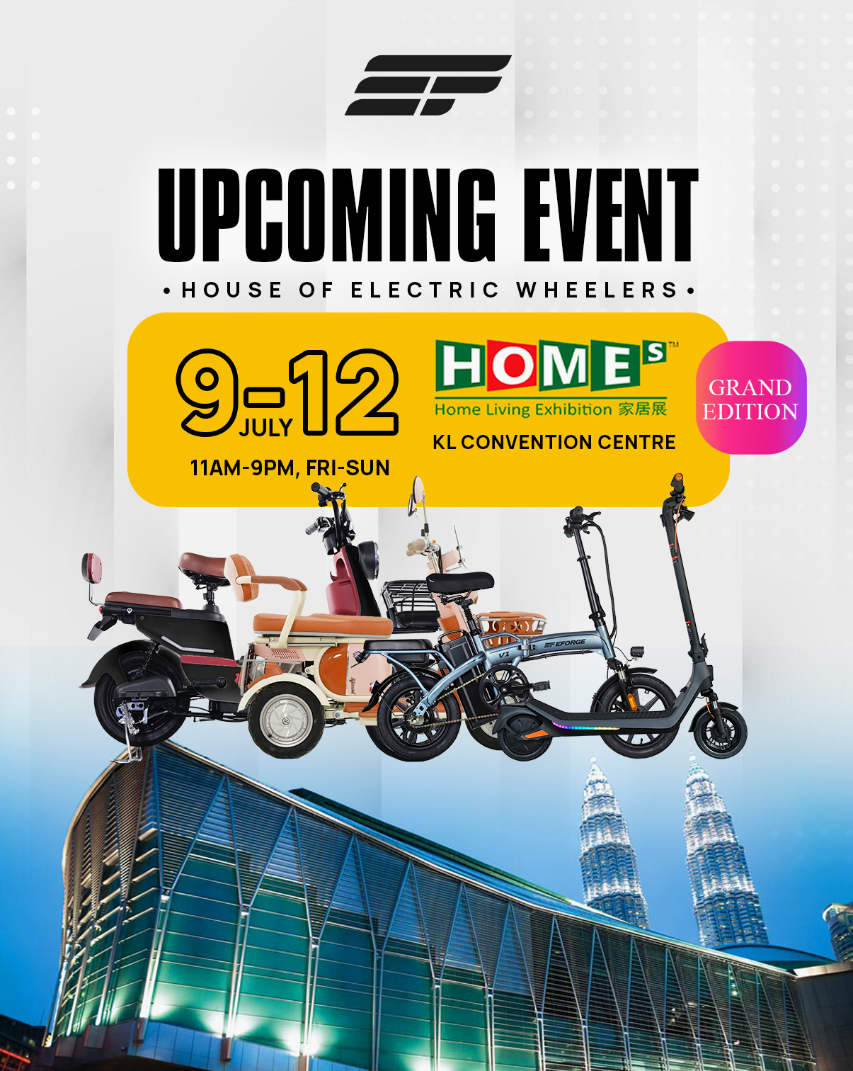 Every beautiful home begins with meaningful journeys.
From school runs and coffee breaks to evening rides around the neighbourhood, EFORGE is here to make every trip a little easier.
Visit us at the HOMEs Home Living Exhibition (Grand Edition).
π Kuala Lumpur Convention Centre (KLCC)
π
9 to 12 July
Come say hello, explore our latest models, and let's find the perfect ride for your lifestyle.
#malaysia #EFORGE #HouseOfElectricWheelers #electric #electricscootermalaysia #HomesLivingExpo #eforgebikes #eforge