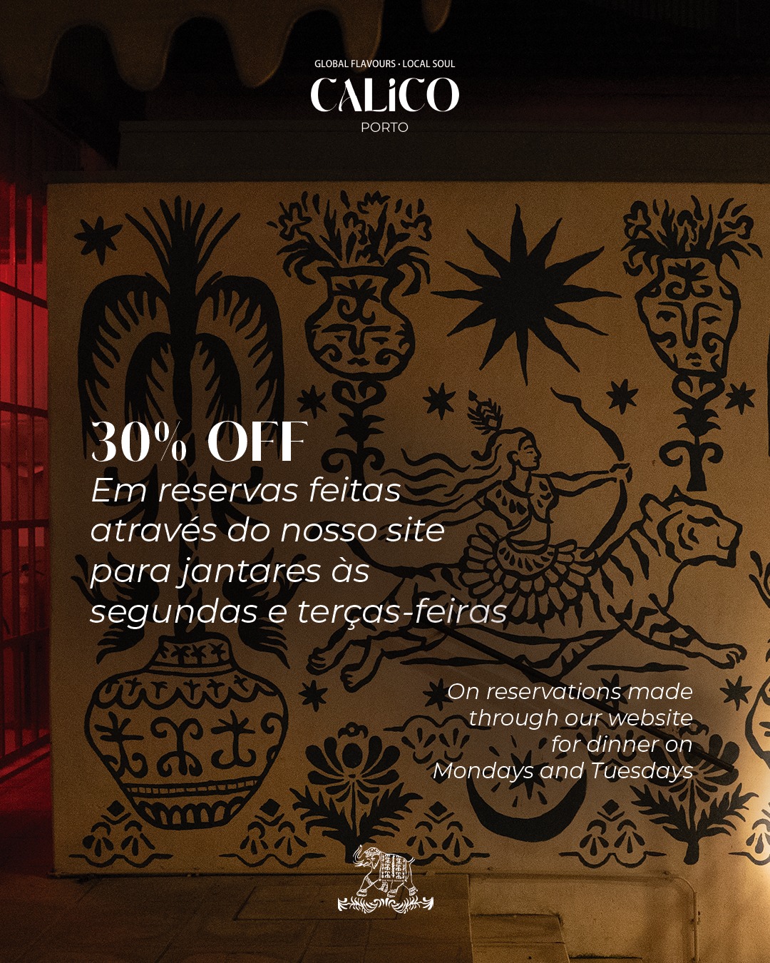 30% OFF às segundas e terças-feiras.
As melhores reservas são as que também lhe dão vantagens.
Reserve o seu jantar através do nosso site e beneficie de 30% de desconto na comida às segundas e terças-feiras.
Nos restantes dias, continue a aproveitar 5% de desconto na sua fatura ao reservar online.
Rua da Meditação, 70 — Porto
Reserve através dos links no perfil.
🇬🇧
30% OFF every Monday and Tuesday.
The best reservations come with extra benefits.
Book your dinner through our website and enjoy 30% off food on Mondays and Tuesdays.
On all other days, enjoy 5% off your final bill when booking online.
Rua da Meditação, 70 — Porto
Book through the links in our profile.
#calicoporto #restaurante #bar #porto