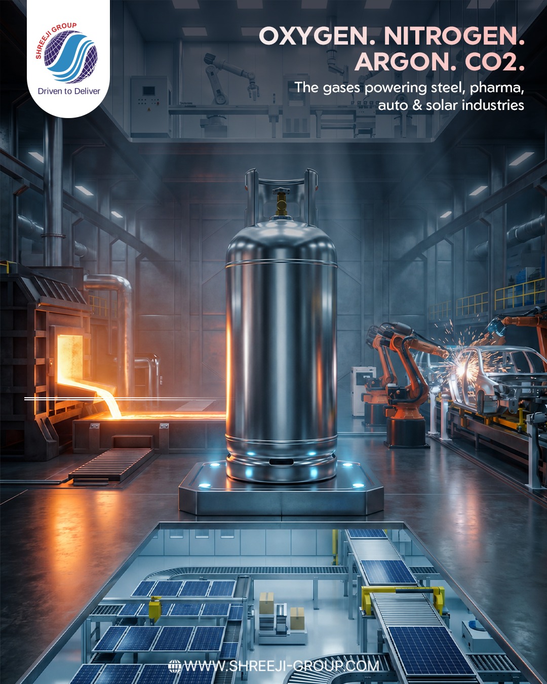 From steel and pharmaceuticals to automotive and solar manufacturing, Shreeji Group delivers high-purity industrial gases that power critical processes with reliability, consistency, and unmatched performance.
- - - - -
Website: www.shreeji-group.com
Mobile: +91 9719912323.
Email: marketing@shreeji-group.com
- - - - -
#ShreejiGroup #IndustrialGases #ManufacturingExcellence #IndustrialSolutions #DrivenToDeliver