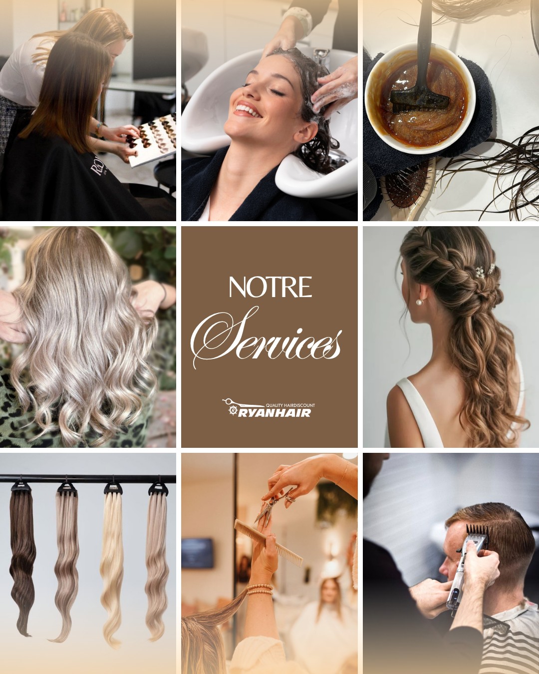✨ Nos services Ryanhair ✨
Balayage, coloration, coupe, extensions Hairdreams, botox capillaire, barbering… et bien plus encore !
Découvrez tout notre univers beauté dans nos 10 salons au Luxembourg.
📍 Réservez dès maintenant votre rendez-vous !
#Luxembourg #balayage #barbershop #salondecoiffure