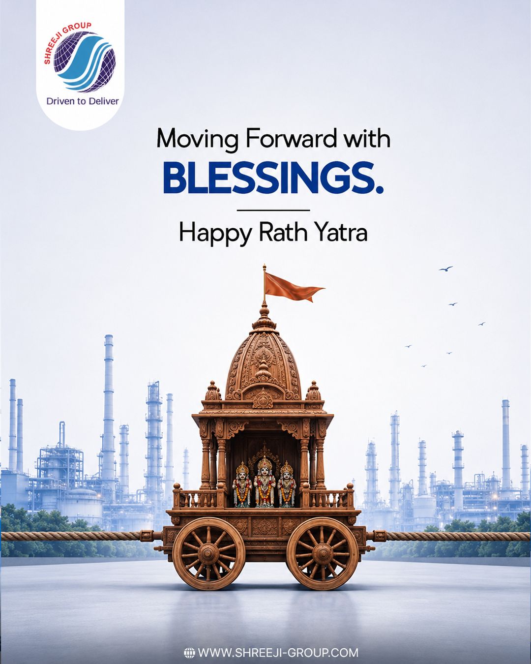 May the divine journey of Lord Jagannath inspire progress, prosperity, and new beginnings. Shreeji Group wishes you and your family a blessed, joyful, and Happy Rath Yatra.
• - - - -
Website: www.shreeji-group.com
Mobile: +91 9719912323.
Email: marketing@shreeji-group.com
• - - - -
#HappyRathYatra #ShreejiGroup #FestiveGreetings #DrivenToDeliver #Prosperity