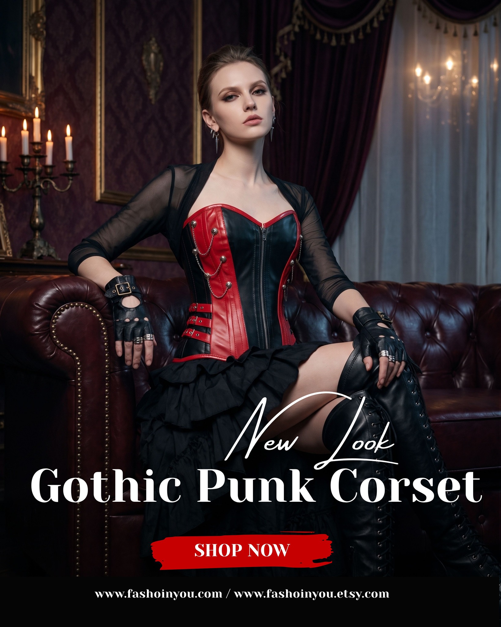 New drop, new attitude. 🖤🔥
Our Gothic Punk Overbust Corset — genuine faux leather, steel boning, chain hardware, and buckle straps built for a silhouette that commands the room. Paired with mesh sleeves, leather gloves, and lace-up boots for the ultimate dark academia meets punk aesthetic.
Custom sizing. Free worldwide shipping. Buy 2 Get 1 Free — for a limited time only.
Shop the look 👉 link in bio
#GothicFashion #CorsetTop #SteampunkStyle #AlternativeFashion #DarkAcademia