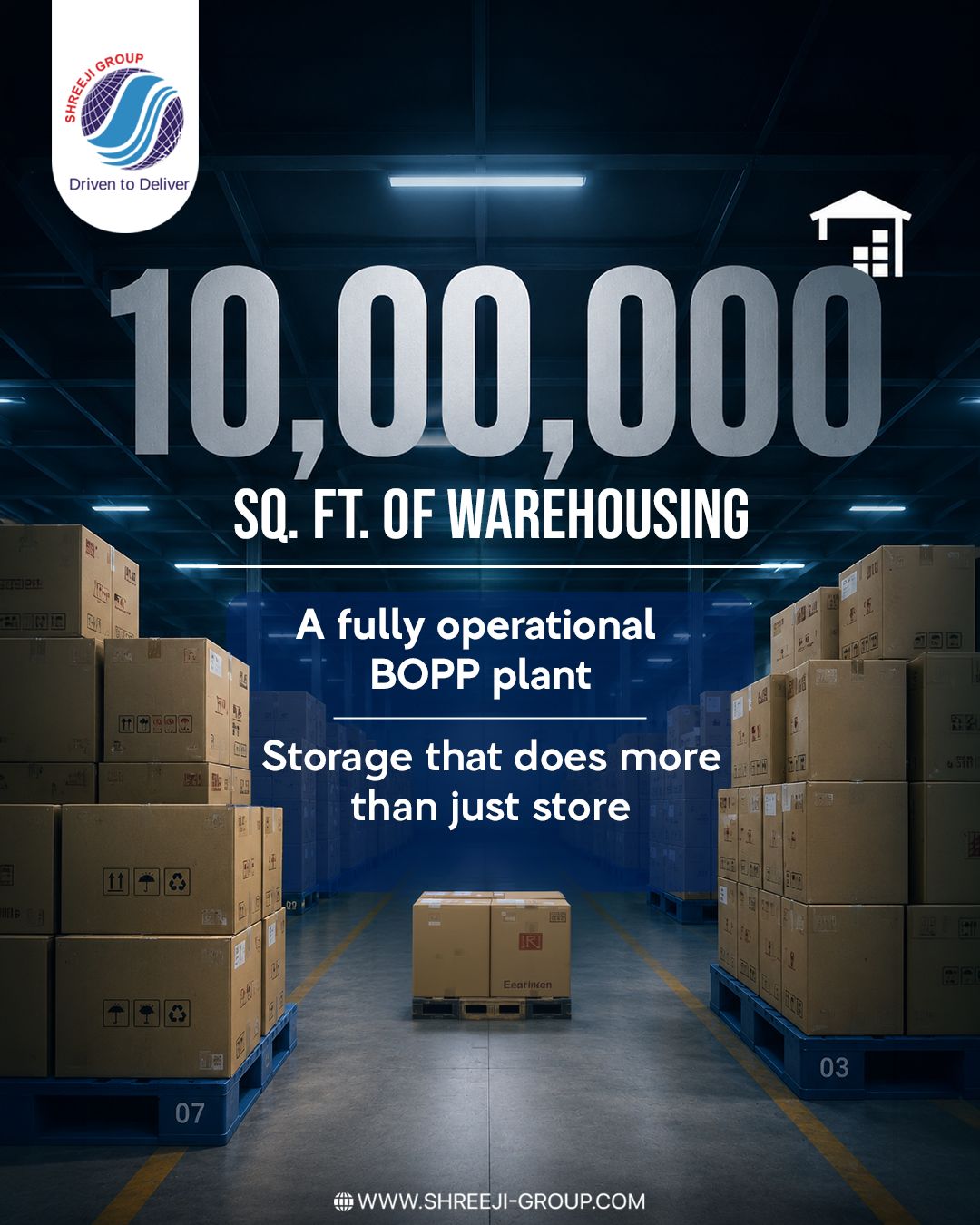 Built for scale and efficiency, our advanced warehousing and fully operational BOPP plant ensure secure storage, streamlined operations, and reliable delivery for every business requirement.
- - - - -
Website: www.shreeji-group.com
Mobile: +91 9719912323.
Email: marketing@shreeji-group.com
- - - - -
#ShreejiGroup #Warehousing #BOPP #SupplyChain #DrivenToDeliver