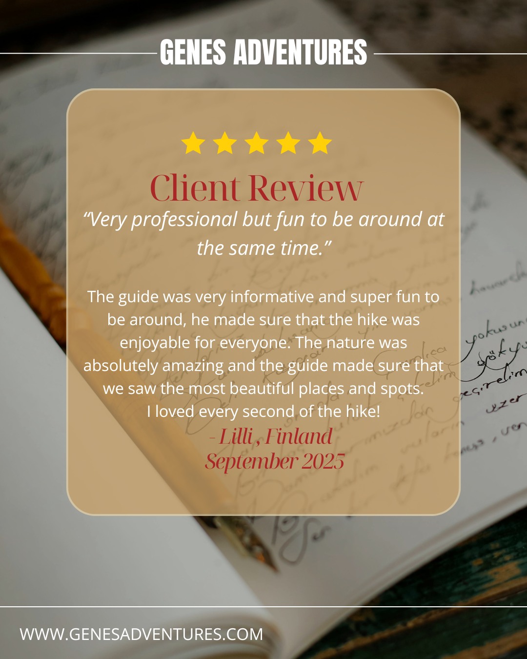⭐⭐⭐⭐⭐ Tuesday Client Review
The best adventures are about more than just reaching the summit—they're about the people who make the journey unforgettable. 🏔️💛
A knowledgeable guide, breathtaking scenery, and a fun atmosphere can turn a challenging hike into an experience you'll remember forever. That's exactly what we strive to create for every guest who climbs Kilimanjaro with us.
Thank you, Lilli, for your wonderful review. We're so happy you loved every second of your Kilimanjaro adventure, and we hope to welcome you back to Tanzania one day!
#genesadventures #kilimanjaro #clientreview #tanzania #rooftofafrica