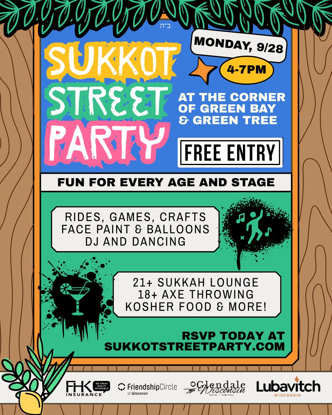 SAVE THE DATE!
Join us for the Sukkot Street Party on Monday, September 28th from 4–7 PM
What to expect? EVERYTHING you love and more:
🎵 Live DJ & Dancing
🎠 Kids' Rides
🍿 Festival Treats
🍹 21+ Sukkah Lounge
🎯 18+ axe throwing & attractions
🍽 Kosher Dinner from @mizrahigrill
🎉 Even more fun for the whole family!
Don’t miss the party of the year! Link in bio or head to sukkotstreetparty.com
.
.
.
#sukkot #sukkot2026 #sukkotstreetparty #jewishMKE #jewishmilwaukee #lubavitchofwi #lubavitchofwisconsin #chabadofwi #chabadofwisconsin #chabad #lubavitch #chabadlubavitch