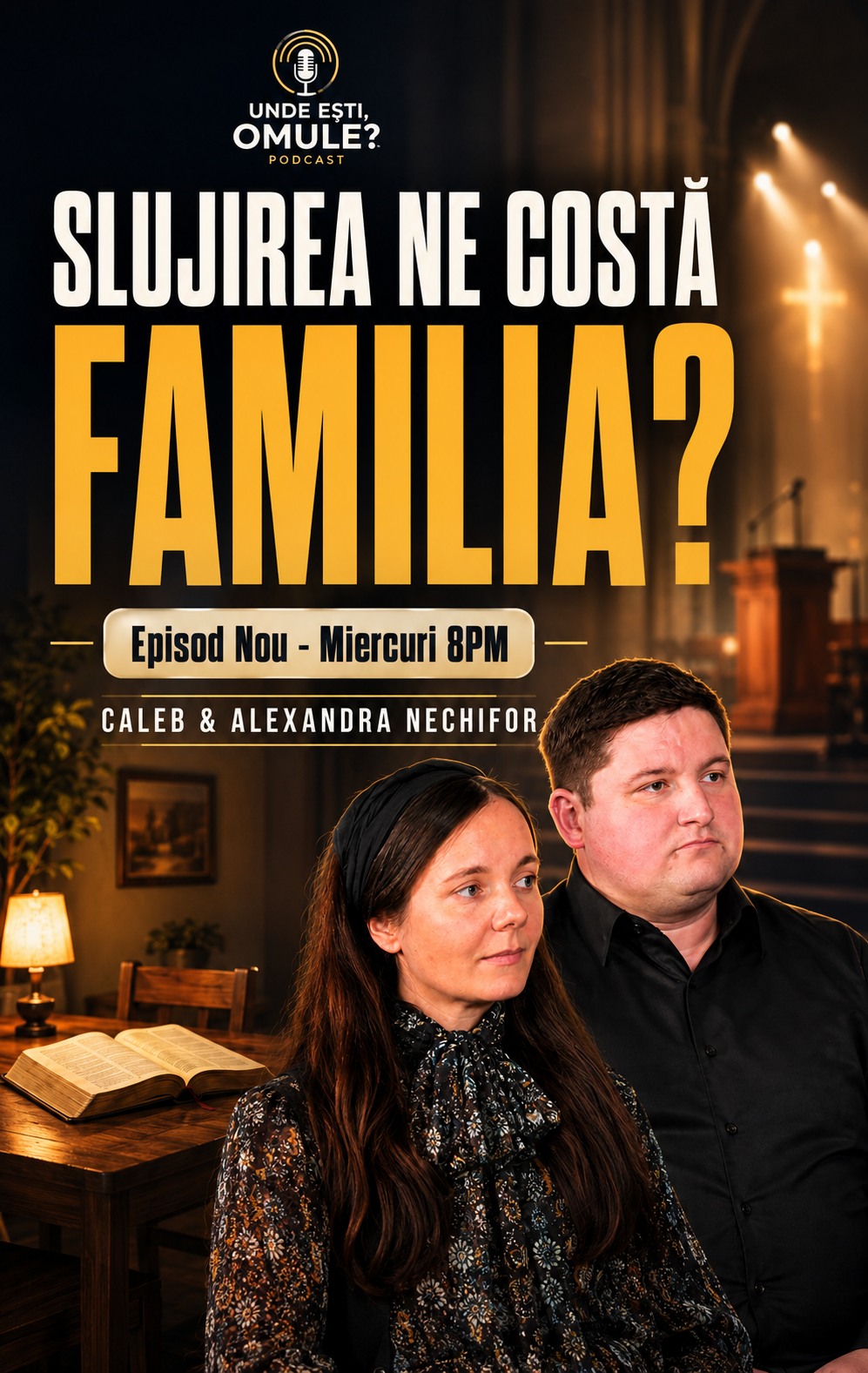 Cum poate o familie tânără să rămână unită atunci când slujirea, profesia, biserica și responsabilitățile familiale cer atât de mult timp?
În noul episod al podcastului „Unde Ești, Omule?”, îi avem ca invitați pe Caleb și Alexandra Nechifor, din cadrul Bisericii Penticostale „Betania” din Cluj-Napoca, România.
Urmărește episodul Miercuri la 8PM și distribuie-l unei familii care are nevoie de această încurajare!