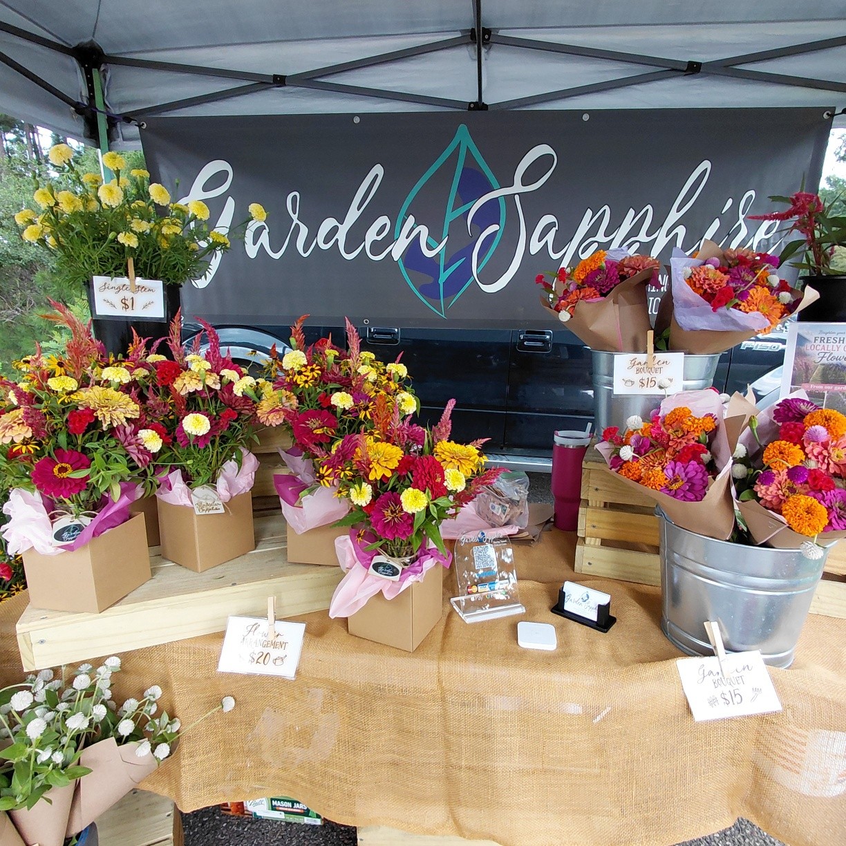 Set-up and Ready! Anticipating rain, but prepared to make it through as long as possible. We plan to be out until 7pm, but that's depending on the weather and supply.
If we take off early and you miss us, we will be at the Cane Bay Farmers' Market tomorrow morning 10am-2pm at Berkeley Prep Academy.
@Followers