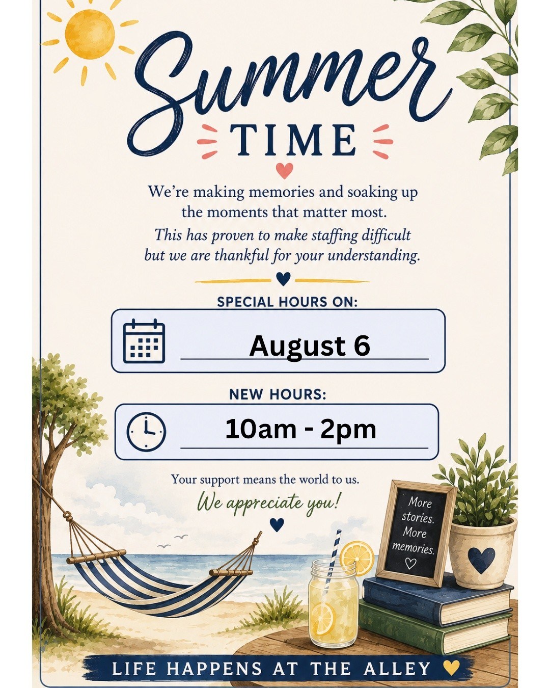 Hi everyone
Please note special hours today. The store will be closed at 2pm today for an event so we can enjoy my daughter at the @BS Productions Raise Your Voice Talent Show today at 3pm.
#sundrebookstore #shoplocal #communitybookstore #flexspace #blendedbooknook #bsproduction #raiseyourvoice