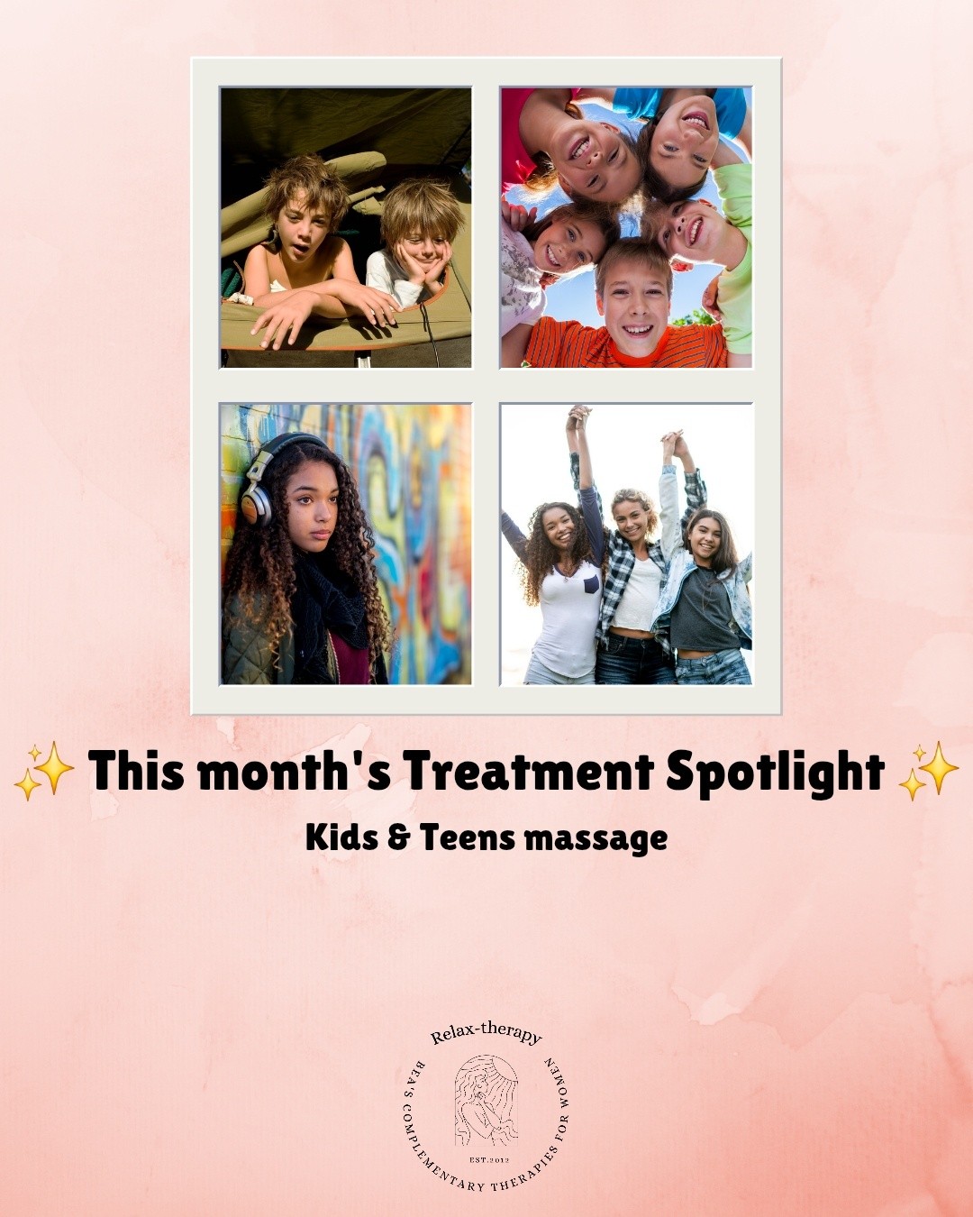 This month's Treatment Spotlight is Kids & Teens Massage. 🌿
We often think of stress as an adult problem, but children and teenagers can carry a surprising amount of tension too.
Whether it's starting a new school year, exam pressure, sports, growing bodies or simply navigating the ups and downs of life, it all takes its toll.
A gentle, age-appropriate massage can help encourage relaxation, ease muscular tension and give them a chance to slow down and recharge.
Every treatment is tailored to your child's age and comfort, creating a calm and nurturing experience.
What helps your child or teenager switch off and relax after a busy week? I'd love to hear your ideas. 💚
#KidsMassage #TeenWellbeing #relaxtherapypurley #MassageTherapy #FamilyWellbeing