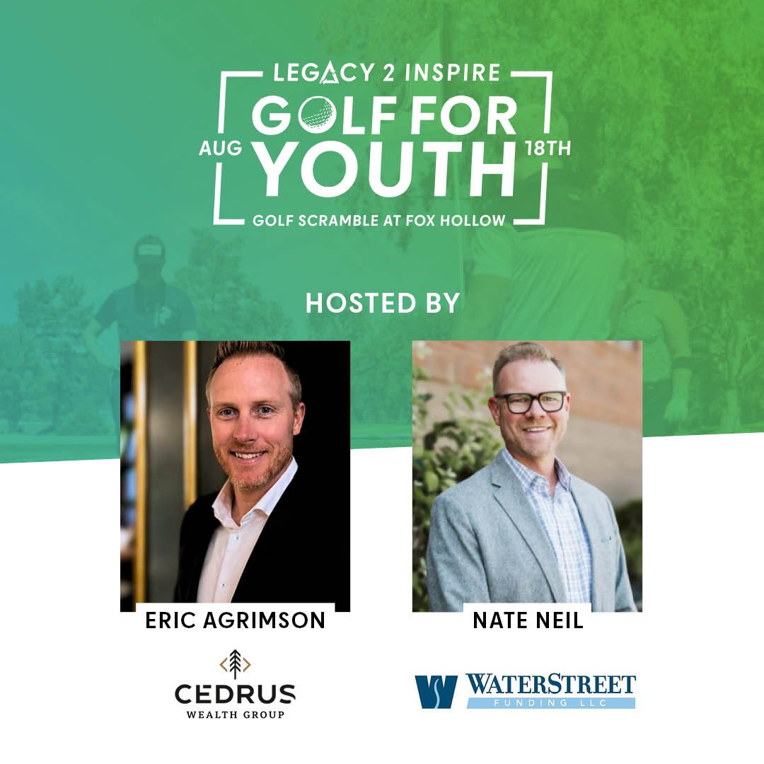We are so grateful for our event hosts for helping make Golf for Youth happen!
Eric Agrimson at Cedrus Wealth Group
Nate Neil at Water Street Funding