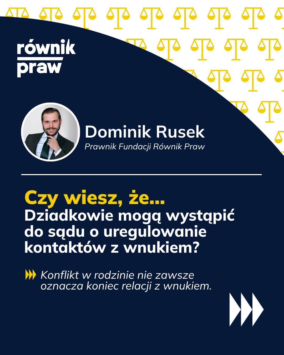 Czy wiesz, że dziadkowie mogą ubiegać się o uregulowanie kontaktów z wnukiem?
Konflikt między dorosłymi nie zawsze oznacza, że dziecko powinno stracić kontakt z dziadkami. Jeżeli utrzymywanie tej relacji jest zgodne z dobrem dziecka, dziadkowie mogą wystąpić do sądu o uregulowanie kontaktów.
W nowym wpisie z cyklu „Czy wiesz, że masz prawo do…” wyjaśniamy, kiedy jest to możliwe i czym kieruje się sąd przy podejmowaniu decyzji.
Masz pytania dotyczące prawa? Skontaktuj się z nami. Prowadzimy porady prawne i oferujemy wsparcie w trudnych sytuacjach życiowych.