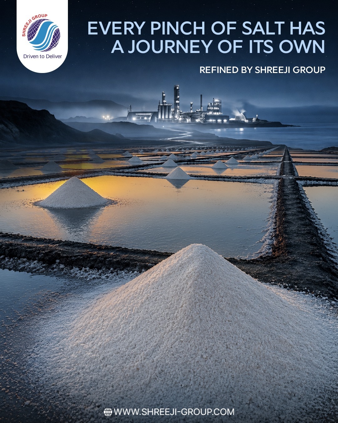 From salt pans to refined purity, every grain carries a journey of precision, dedication, and expertise. Discover the story behind quality salt with Shreeji Group.
- - - - -
Website: www.shreeji-group.com
Mobile: +91 9719912323.
Email: marketing@shreeji-group.com
- - - - -
#ShreejiGroup #SaltIndustry #SaltManufacturing #QualitySalt #DrivenToDeliver