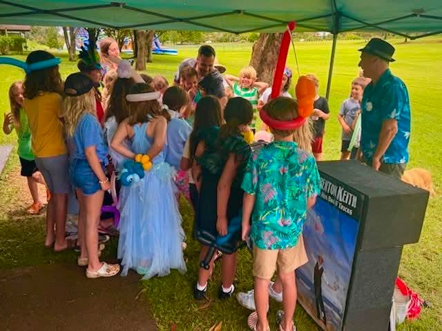 Thanks Mark & Jill, and most of all Pepper for wanting Uncle Magic back for another Birthday show!! What is this? My 4th? 5th year doing it? And each year the blob (I say blob with Love) of children gets closer & cloSER & CLOSER!!!