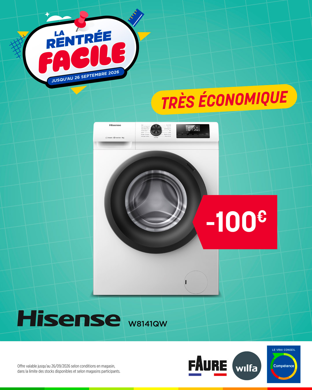 ✨ Le quotidien est plus simple quand votre lave-linge s'adapte à vous.
Avec le lave-linge Hisense, profitez d'un lavage efficace tout en maîtrisant votre consommation. Son programme Auto ajuste automatiquement la quantité d'eau et la durée du cycle selon votre linge, tandis que la fonction vapeur aide à éliminer allergènes et bactéries pour un linge encore plus sain.
Le moteur Inverter assure quant à lui un fonctionnement performant, silencieux et durable.
Découvrez le dans notre catalogue rentrée 2026.
Rendez-vous dans vos magasins Compétence.
https://www.magasinscompetence.fr/
Offres valables jusqu'au 26/09/2026.
#MagasinsCompétence #Hisense #LaveLinge #Maison #Électroménager #LeVraiConseil #Rentrée2026
