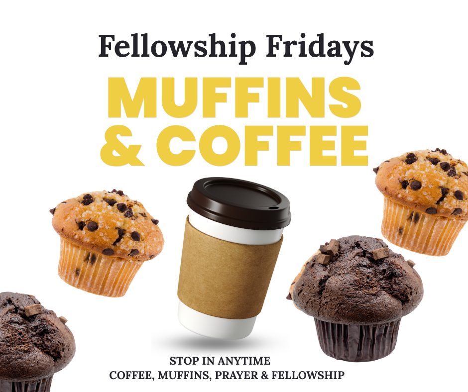 Drop in anytime tomorrow between 10am - 2pm for a complimentary coffee and muffin reception (while supplies last) , accompanied by prayer and fellowship.