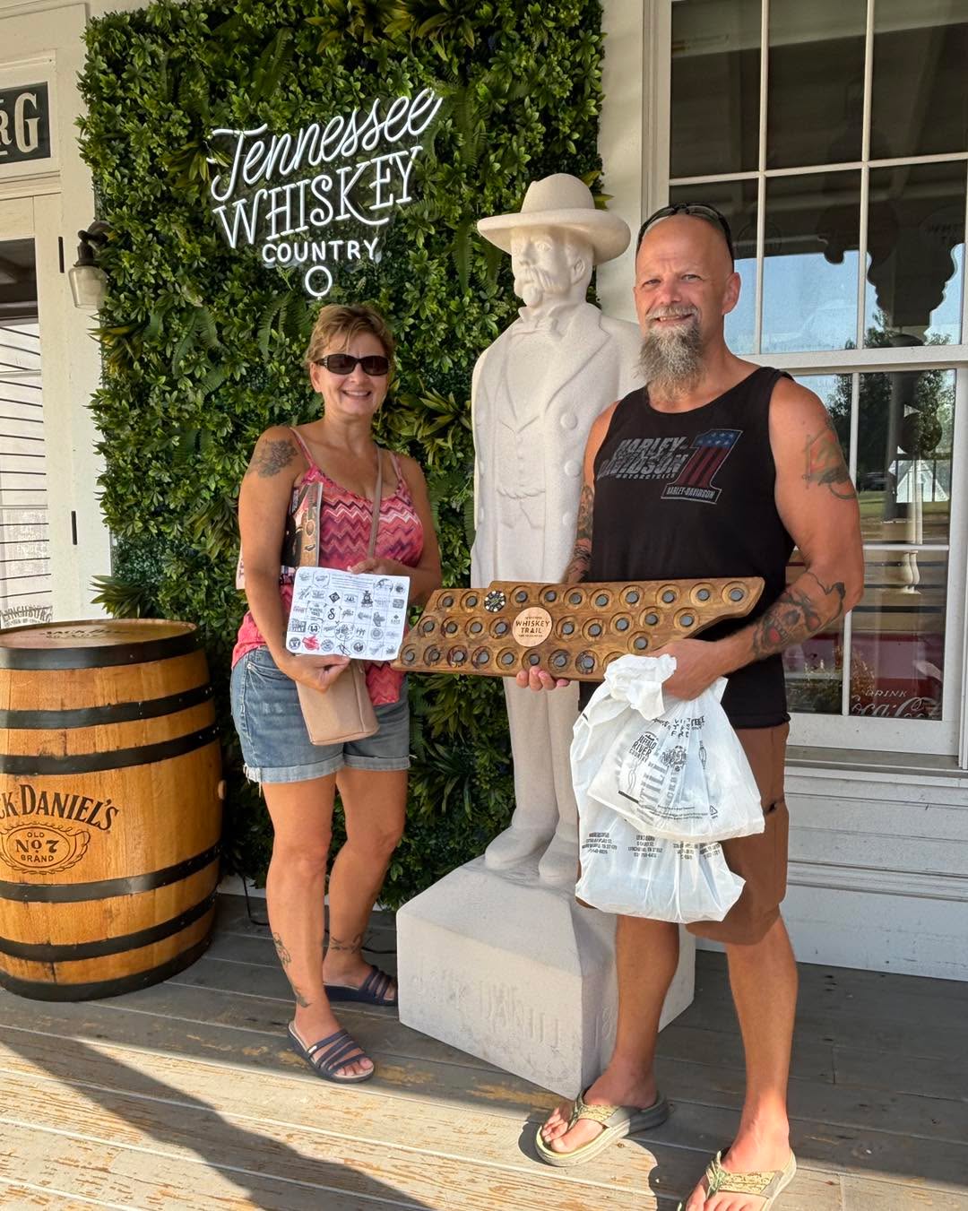 These folks completed their passports this weekend!
They stoped by the trailhead to pickup their poker chip board to display all the chips they’ve gotten along the way! 🥃
#tnwhiskeytrailhead #WhiskeyTrail #TNWhiskeyTrail #TnWhiskeyTrailHead #LynchburgTN #Tennessee