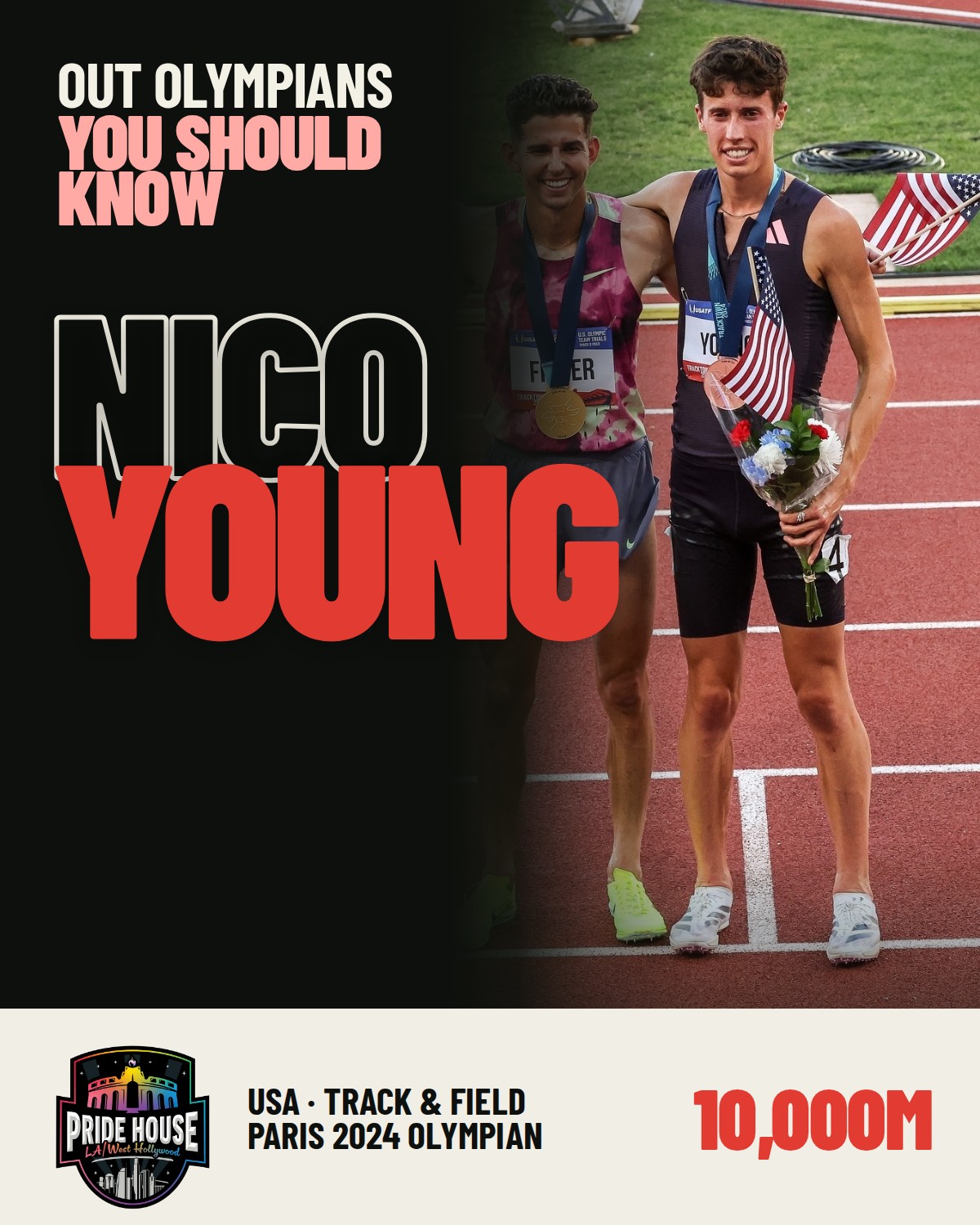 Out Olympians You Should Know: Nico Young
Paris 2024. Team USA. 10,000 meters.
Nico Young arrived at the Olympic Games already carrying a piece of history with him as an openly gay American distance runner.
That matters because representation in sport is not only about who gets celebrated after the finish line.
It is also about who gets to stand on the start line and be fully known.
That is worth remembering.