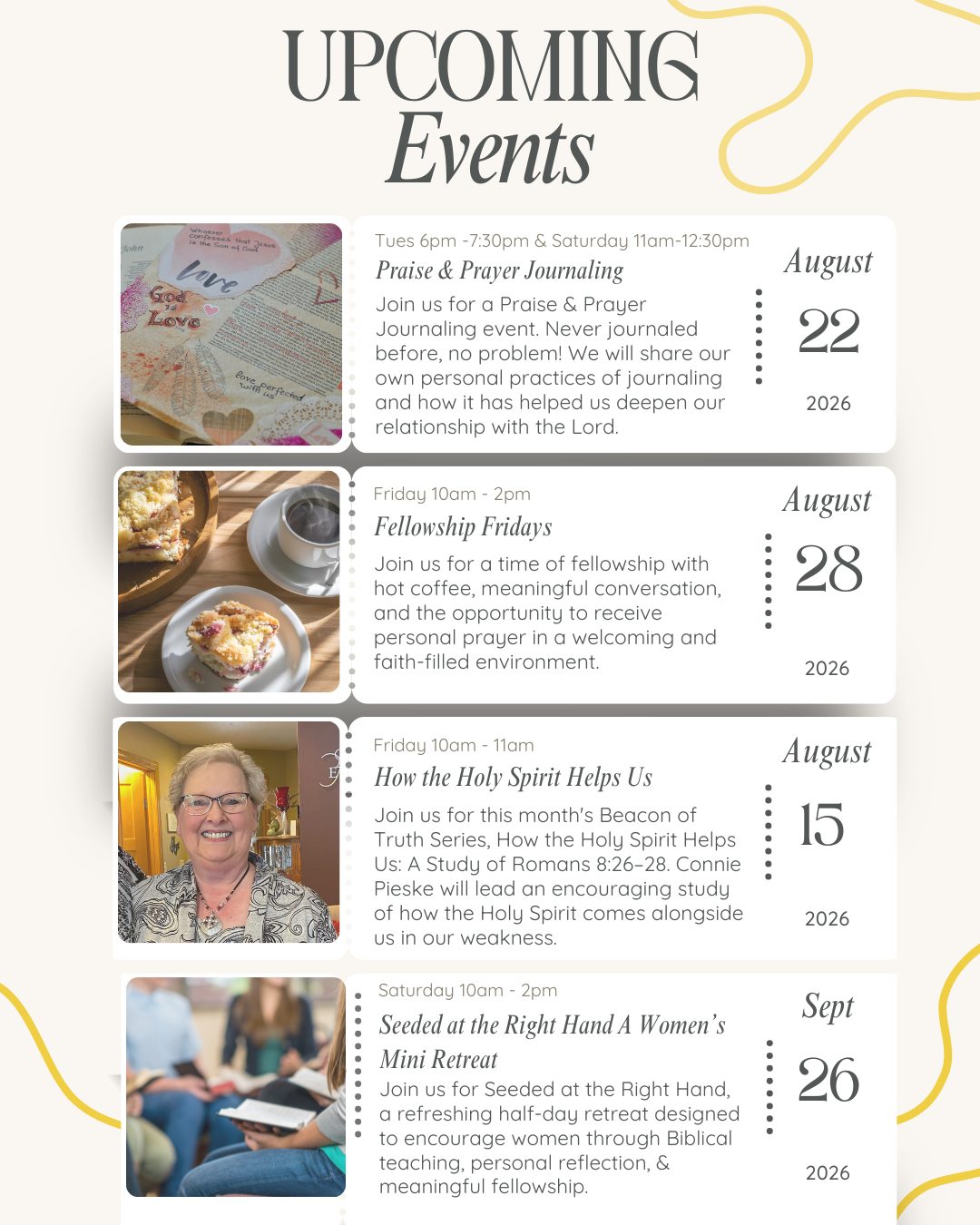 Join us for these events during the month of August!