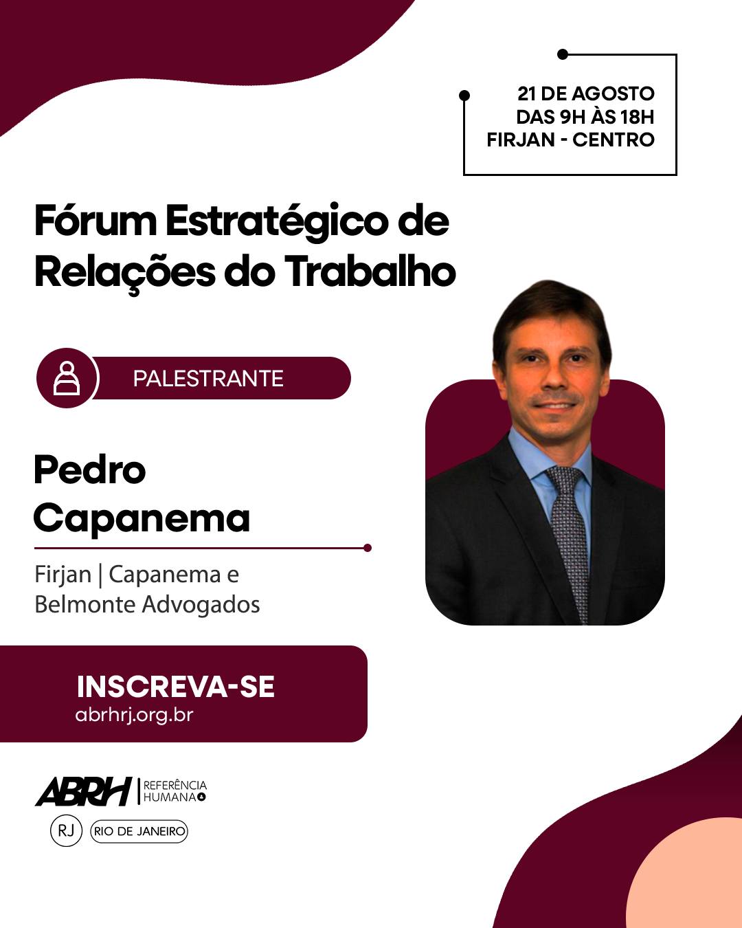 🚨 FALTAM 2 DIAS!
O Fórum Estratégico de Relações do Trabalho está chegando e o time de especialistas já está confirmado!
Nesta edição, contamos com Rodrigo Fernandes (UERJ) e Pedro Capanema (FIRJAN | Capanema e Belmonte Advogados)**, que se juntam a um time preparado para trazer conhecimento, experiência e diferentes perspectivas sobre os desafios das relações do trabalho.
📅 21 DE AGOSTO | 9H ÀS 18H
📍 FIRJAN – CENTRO
Se você atua com relações do trabalho, RH, gestão ou áreas estratégicas, esse encontro é para você.
🎟️ Faltam só 2 dias. Garanta seu ingresso agora e esteja entre os profissionais que vão participar dessa discussão!
👉 Link na Bio
#ABRH #ABRHrj #RelaçõesDoTrabalho #RH #GestãoDePessoas #DireitoDoTrabalho #FórumEstratégico